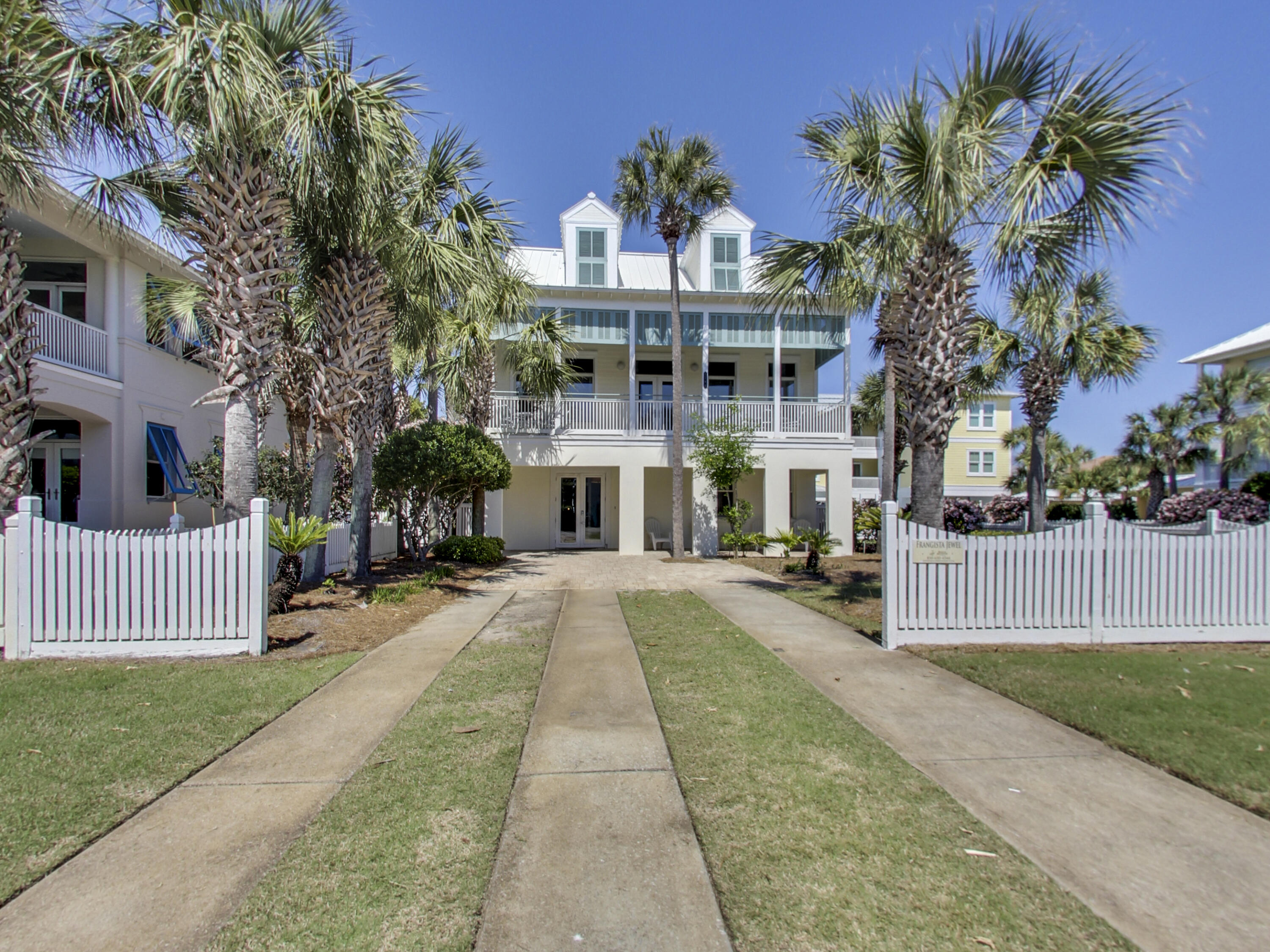 Steps from an expansive private beach, and gross rentals to exceed $150k this year, ''Frangista Jewel'' checks all the boxes. This six bedroom, five bathroom home is an investment dream - located on Scenic Hwy 98, directly across from the beach. Outfitted with a splash pool and separate spa, timeless updates throughout, and private beach access just steps from the front door, this home was built to please. Enjoy an open and bright second floor living area and kitchen, with balconies on the front and back of the home, and plenty of room to comfortably sleep 20 guests. Frangista Beach is a sought-after pocket along Scenic Gulf Drive, with tropical palm trees lining the street, breathtaking shoreline, and central to Miramar Beach's best shops and restaurants.
