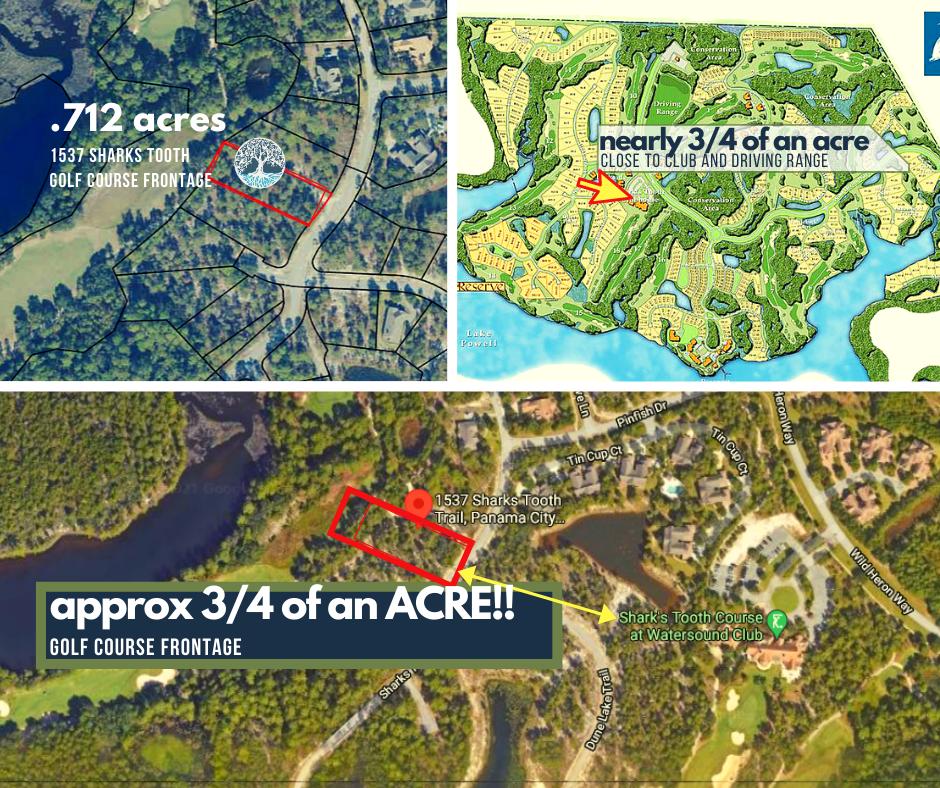 This Massive land spread is quintessential GOLF COURSE frontage and a rare find just shy of AN ACRE! Adjacent to the tee box ,this spacious deep wonderland adorns the (Par 5) Hole 13 of Greg Norman's design of this TOP 5 Florida Golf Course which borders the shores of Lake Powell (five lakefront fairways). This beauty is in a NO FLOOD ZONE! The Site plan of Sellers included in photos and docs to assist in visualizing how spacious the back yard is. (Sellers were building their forever home and suddenly had to relocate to South FL. before finalizing design/build). See comp market analysis as the 3rd largest lot available.
