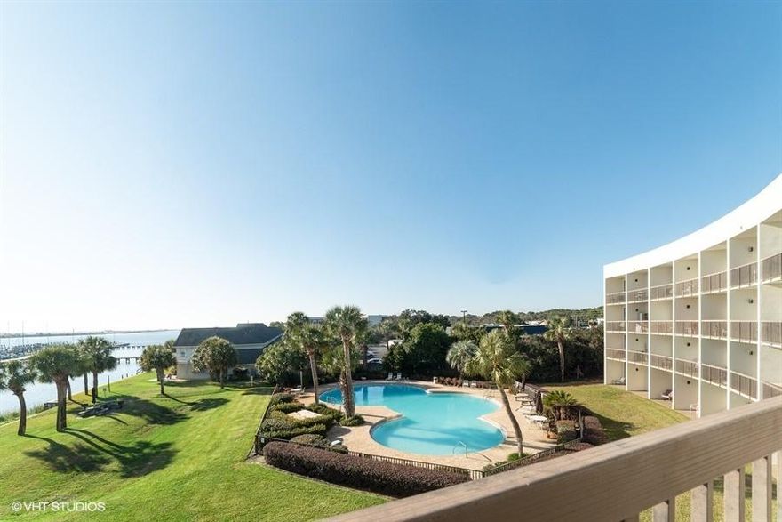 REO. 3rd Floor Unit with STUNNING SANTA ROSA SOUND VIEWS! FRESHLY PAINTED unit with NEW TILE FLOORING THROUGHOUT! NEW APPLIANCES, NEW HVAC UNIT and BATHROOM RENOVATED! This unit also has a LARGE BALCONY for enjoying Sunsets! This is a Studio Unit. Fantastic Pool and Picnic area. Unit comes with Boat Slip. Nicely maintained complex. Call for more information.