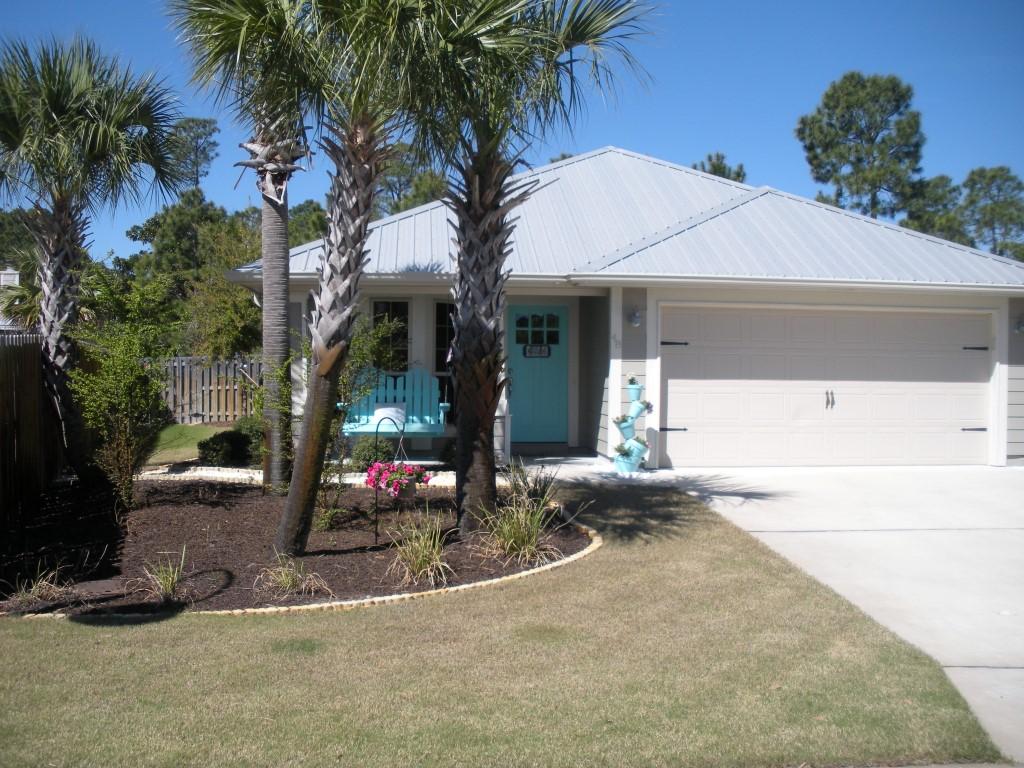 Welcome to this Eagle Bay, single-story, 3 bedroom / 2 bath home with metal roof and Hardi-plank siding! This home is better than new, because the owner has improved the home with upgrades not made by the builder! The meticulously maintained home is a delight! It has a modern kitchen w/ spacious counters, stainless steel appliances, ceramic tile flooring, expensive bull-nosed corners, and a breakfast bar that opens to the large living room with trayed ceiling! Buyers benefit from the sellers having painted the exterior in '16, and the owners also added a remarkable paver patio in back with a transition of rock between the sod and paver patio! Sellers leaving a Nest remote control thermostat, too! Backyard is one of the largest in the subdivision, with that sweeps wide.. (pls click on..)