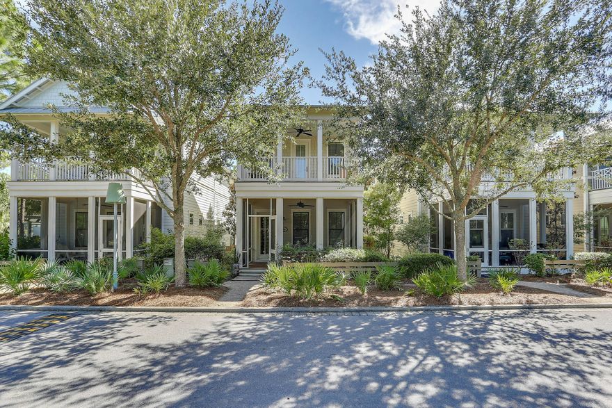 This stunning Florida Beach Cottage is located in the community of Watercolor just north of famous Highway 30A in Santa Rosa Beach.  This two-story home has 4 large bedrooms of which three have their own bathroom to include the Master bedroom on the top floor that is complete with its own large out-door living space.  The fourth bedroom is a bunk room located off of the loft on the second floor with an accessible additional full bathroom.  Genuine large-board wood flooring runs throughout almost every walkable space in this nearly 2400 square foot home to include the beautiful stairs near the front door. The kitchen is at the center of the first floor and is finished beautifully with granite, subway tile backsplash and GE Monogram appliances. at the back of the home past the kitchen lies