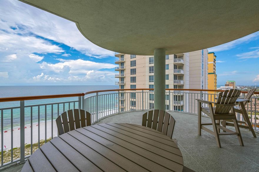 Newly upgraded with stainless steel appliances, new carpet in all bedrooms, new paint color changes the whole decor of this unit. Located on the 12th floor west view 3br/3ba is a must see with it's tasteful Coastal Cottage dcor. If you love Navarre Beach there is no comparison to the trendsetting architecture, the spaciousness, the privacy and the multiple exposures to the gulf. With it's private entry ways, circular terraces which are outdoor rooms and Master Bath spas on the Gulf create a setting everyone dreams of. Amenities include Covered parking, Olympic size swimming pool, 2 Clay tennis courts, Pickle Ball, Fitness room and Social center with a full kitchen for parties and entertaining. This unit is a short term vacation rental. The terrace furniture does not convey.
