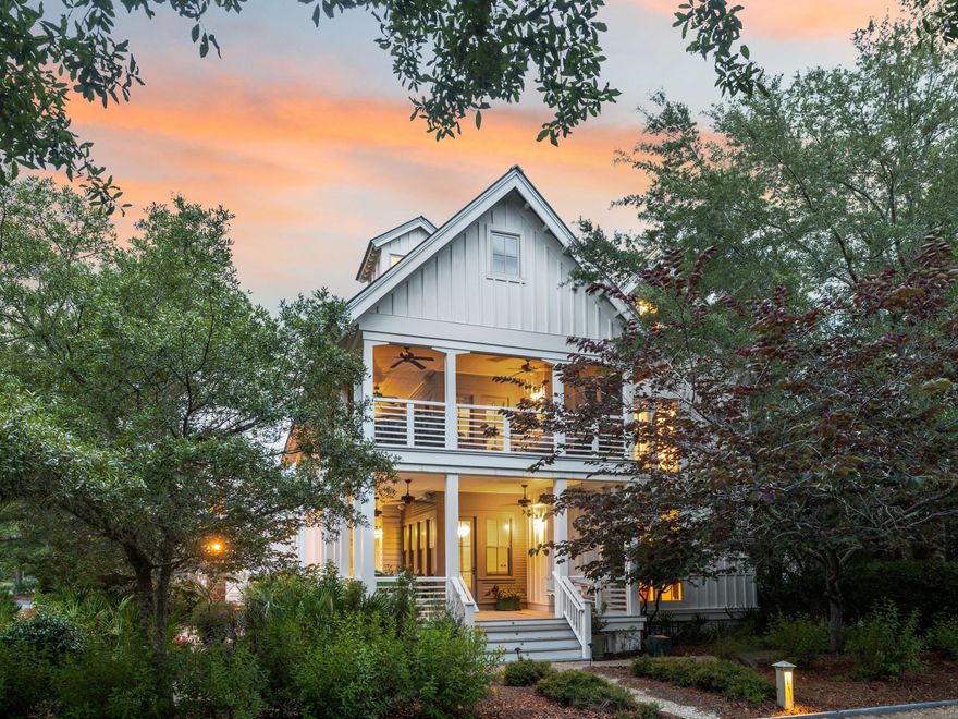 A timeless coastal retreat nestled in the heart of WaterColor's coveted Lake District, this residence is one of only four distinctive homes built by St. Joe as signature properties--all situated along High Street. Uniquely designed and unlike any other home in the community, it offers a rare opportunity for those seeking character, space, and long-term value in one of 30A's most sought-after neighborhoods. Positioned on a private corner lot with a view of park land that will never be developed, the property offers both serenity and space for future enhancements, including the option to add a pool. Spanning over 4,000 square feet, the home includes five bedrooms, five bathrooms, and a detached studio carriage house above a two-car garageperfect for guests or multi-generational living.

A wraparound porch shaded by mature trees sets the tone for relaxed coastal living, while inside, soaring vaulted ceilings and abundant natural light create an inviting and open feel. The main level features a generous living area with a custom bar, a well-equipped kitchen with Viking appliances and ample cabinetry, a guest bedroom with full bath, and a spacious laundry room.

Upstairs, three ensuite bedrooms offer comfort and privacy, while the third level hosts a large loft-style suite with a wet bar, built-ins, and access to a crow's nest toweran elevated space with panoramic views ideal for enjoying sunset skies. The detached carriage house provides flexible space with a private entrance and full bath.

Just a short stroll to the Frog Pool, Lake Forest footbridge, and WaterColor Beach Club, this home combines location, scale, and architectural distinction. With access to WaterColor's extensive amenitiespools, parks, tennis courts, nature trails, and the Gulf of Mexico's iconic white-sand beachesthis property presents an exceptional opportunity to invest in a one-of-a-kind home with endless potential in a premier coastal community.