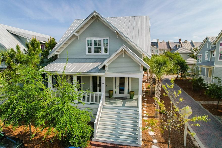 Located a short hop from shops, food and nightlife at The Big Chill, this chic beach cottage in Prominence South comes fully furnished and rental ready. The sellers are offering the buyer a $20,000 credit toward a WaterSound Beach Club membership.  Located south of 30A, it's midway between Rosemary Beach and Seaside, Florida, so you'll never be short of things to see and do. This home has never been rented and is in pristine condition.  Situated on a corner lot maximizing natural light, the front steps lead up to the quintessential front porch and entrance. The upscale interior boasts high-end designer furnishings, shiplap walls, cr