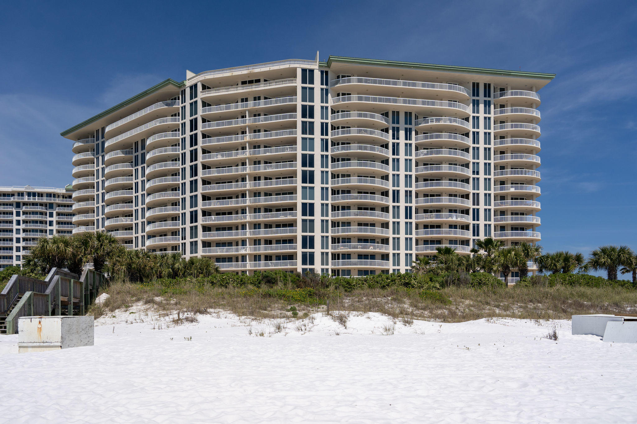 Welcome to St. Thomas, the premier building at Silver Shells. This open and expansive floor plan provides optimal views, privacy, a large gulf front living, kitchen and breakfast room with fabulous views out of floor to ceiling glass.The gulf front Master opens to an expansive terrace as does the living room. The 2 guest bedrooms share a second terrace that offers views of Henderson State Park. St. Thomas is a rental restricted building with an elegant lobby, boardroom/library, private beach side pool for residents only, deeded garage parking, climate controlled storage units and semi-private elevators. Silver Shells is a gated community boasting every amenity imaginable including 24 hour security, cardio and weight rooms, 4 tennis courts, basketball court, large lagoon pool, indoor pool