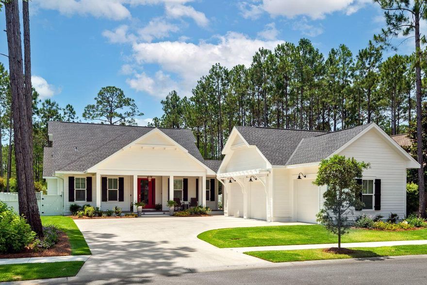 Welcome to 359 Cannonball Lane in Phase 1 of Watersound Origins! This exceptional home boasts an array of features and amenities that truly set it apart. With 5 bedrooms, 4.5 bathrooms, and 3,220 square feet of living space all on one level, this home designed by the developer of The Pearl Hotel and built by Huff Homes offers a unique floor plan that is one of a kind in Origins.Situated on a generous .352-acre lot backing up to a preserve, this property offers privacyand tranquility. The expansive driveway can accommodate up to 6 cars, in addition to the 3-car garage featuring custom skid-proof epoxy flooring. The location is ideal, with just one street separating you from the Golf Course and Origins Community Center. Enjoy easy access to the covered mailroom, community pool, fitness center, pro shop, and fenced-in playground.

Step inside to discover a stunning interior that leaves nothing to be desired. Throughout the home, you'll find Medallion Collection Grey Mist hand-scraped and wire-brushed flooring, creating an elegant and timeless atmosphere. The foyer showcases a magnificent hand-blown Chihuly-style glass chandelier, making a grand statement upon entry. The great room is designed for both functionality and style, boasting a wall of bookshelves and cabinets for ample storage. The countertops are Lasa Quartz, and a dry bar with floating shelves and two dual-zone wine refrigerators is perfect for entertaining. Enjoy movie nights with the LG 77" OLED TV and immerse yourself in the Sonos surround system with ARC, bass woofer, and two speakers.

The kitchen is a chef's dream, featuring a 12-foot island accommodating six bar stools, a Sub Zero 42" refrigerator, a Wolf 48" gas range, Wolf double convection ovens, Cove (Sub Zero) dishwasher, and a Wolf microwave. The range hood includes a remote blower fan, significantly reducing noise. The Krause 33" flat apron single bowl sink and Delta Lenta touchless pull-down faucet add both style and functionality.  The kitchen countertops are adorned with Silestone Eternal Desert Silver in a suede finish, complemented by AGM Arabescato Lucca in a polished finish. The backsplash features Elon Tile & Stone Serpentine with gold aluminum tiles, truly making it a showstopper. Restoration Hardware Utilitaire glass slope shade pendants and an Adler bronze chandelier complete the upscale ambiance. 

The primary bedroom offers a serene retreat with a master bath featuring Cambria Clareanne Matte Quartz countertops, Linea White Oblique wall tiles, and Bianco Carrara Bubbles polished tiles. The flooring is Epic Dolomite Matte, and a massive walk-in closet with a radiant heated towel bar adding a touch of opulence. The four bedrooms in the main house are complemented by a separate and attached full bedroom with ensuite and walk-in closet similar to a carriage house but located on the main level.

The backyard of the property feels like a mini resort. It is fully fenced with landscaping meticulously designed by an architect. The outdoor oasis features a heated pool with a hot tub, complete with lights and saltwater system. The pool area showcases elegant travertine pavers, custom cobalt glass tile, and convenient Wi-Fi control. For added security, the windows and doors are equipped with alarms. Sports enthusiasts will delight in the game court, and fun can be had at  bocce ball, horseshoes, or cornhole. There is also a covered pergola area and an Elementi Boulder natural gas fire pit. The raised garden beds with irrigation and greenhouse provide the perfect space for cultivating your green thumb. Additionally, a natural gas feed is available for the BBQ grill.

For enhanced security, Eufy motion-sensitive video cameras and SimpliSafe motion-sensitive security system are in place. Lastly, the home is equipped with a full-house Generac generator (24 KW) that is Wi-Fi enabled and powered by natural gas which ensures your comfort, your security and your peace of mind.
