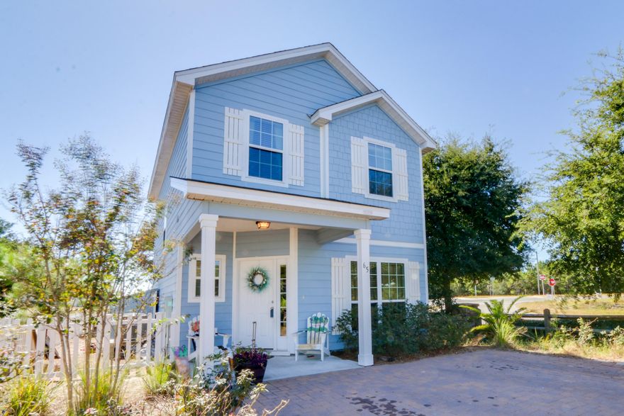 Lovely home in affordable neighborhood with HOA and shared pool. Kitchen features beautiful granite countertops with a breakfast area and french doors to the Patio. Hardwood floors throughout the first floor. Perfect location for a quick drive down Scenic 30-A and only 20 minutes to the new Northwest Florida International Airport. Only two blocks back from the beautiful Gulf of Mexico! Information in this listing is approximate - if important to buyer - please verify.