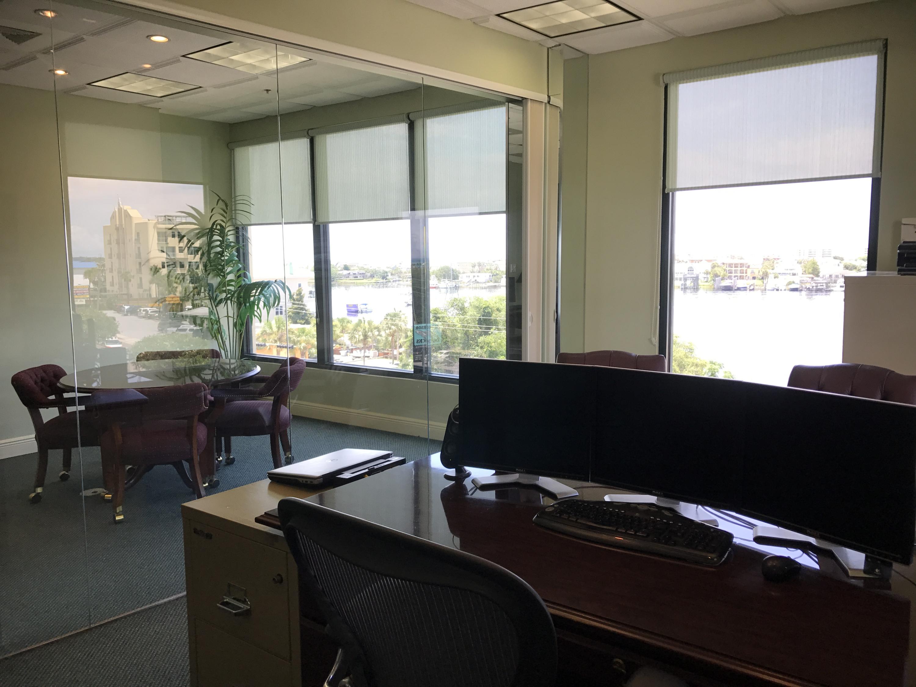 Professional fourth floor 1,643 SF office with views of the destin east pass, destin harbor and gulf of mexico in the Pier 98 Office Complex. Glass office enclosures, private restroom and break kitchen. Property features covered parking garage and convenient location. Possible Owner Financing, Possible Rent to Own or Rental. Seller is licensed florida real estate broker.