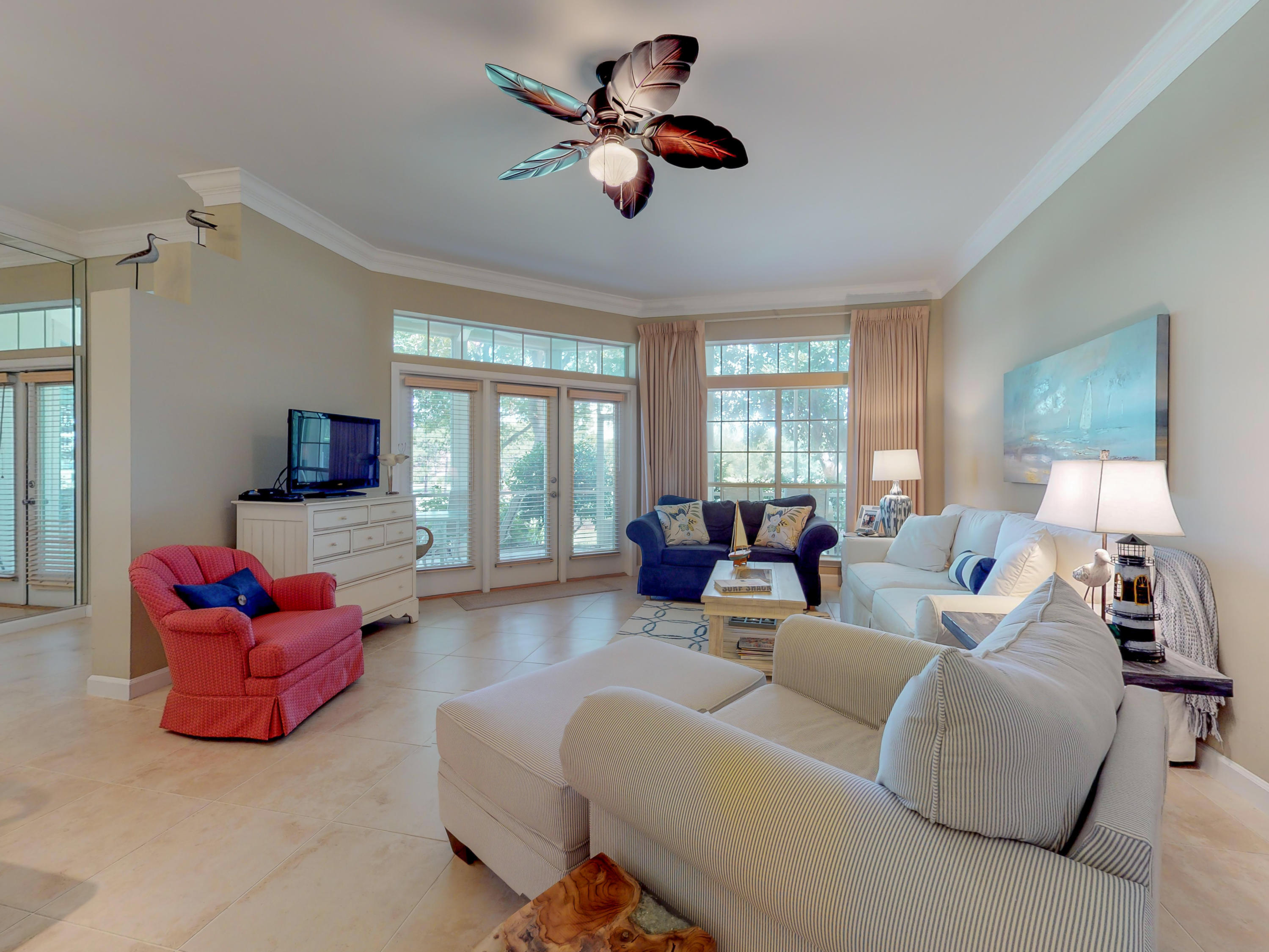 NEW LISTING! This is just the perfect 2nd home and rental property. You can walk to the beach in less than 5 minutes and when you return no stairs to climb as all the rooms are on the first floor. It has 3 bedrooms, 3 baths and a screened in porch for morning coffee and evening sunsets. It is furnished and ready to enjoy .There is a community pool just close by and a tram comes frequently to take you to the many amenities on the resort.There are not many properties without any stairs so make sure to see this one.