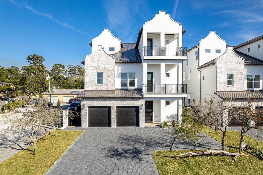 This extraordinary NEW Construction home is a lavish sanctuary mere steps from dining, shopping,and the beautiful white sand beaches. This opulent coastal masterpiece is 3768 sq ft. It has 5 bedrooms and 6.5 bathrooms w/master en-suite bath that has 6 ft tub and walk in shower and custom tile through out. Upon entering the home you will fall in love with the open concept living areas that merge with 6 large outdoor porches which offer Gulf views from elevated vantage points. Large first floor game room which opens to the pool area for extra indoor/outdoor feel. 2 Bunk Rooms 9 total bunks. Each floor has washer/dryer, wet bar, microwave drawer and small fridge.The kitchen/ dining area has a massive island that seats 14 and gorgeous lighting from Restoration hardware.