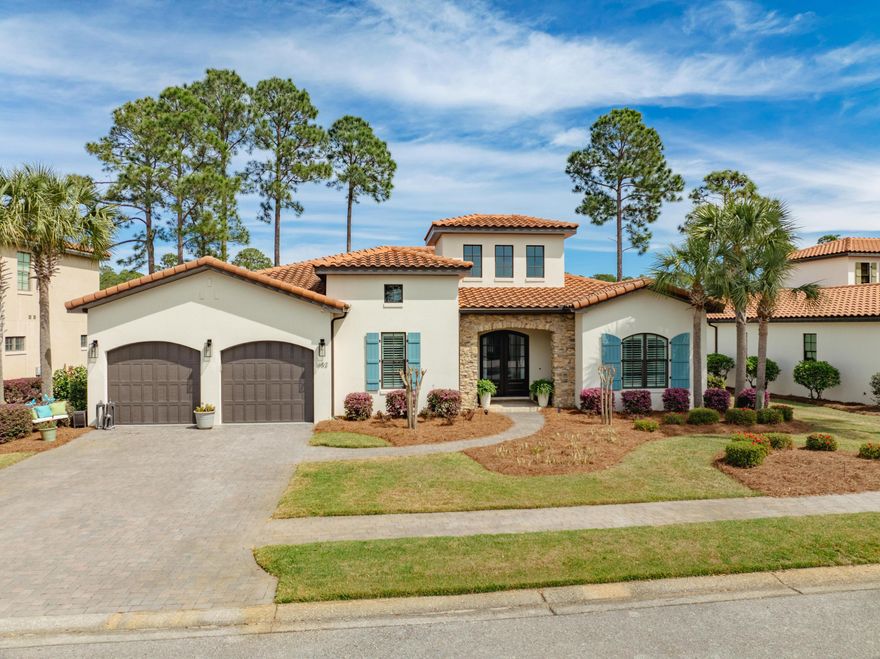 Discover the epitome of elevated living in this fully transformed single-level lakefront estate in the rental restricted community of Genoa at Sandestin Golf and Beach Resort. Renovated in 2022, it boasts new flooring and quartzite counters throughout, a screened porch with a summer kitchen, and lavish spa-like bathrooms that promise a daily escape. The kitchen is a chef's dream with gorgeous quartzite counters, gas range, dry bar, and custom soft close drawers. With a freshly painted interior and exterior, luxurious furnishings and decor, professional landscaping, resurfaced garage flooring, new windows, chic light fixtures, and more this home is a blend of luxury and tranquility.  In addition, a 6-seater golf cart is included to enhance your resort lifestyle experience.