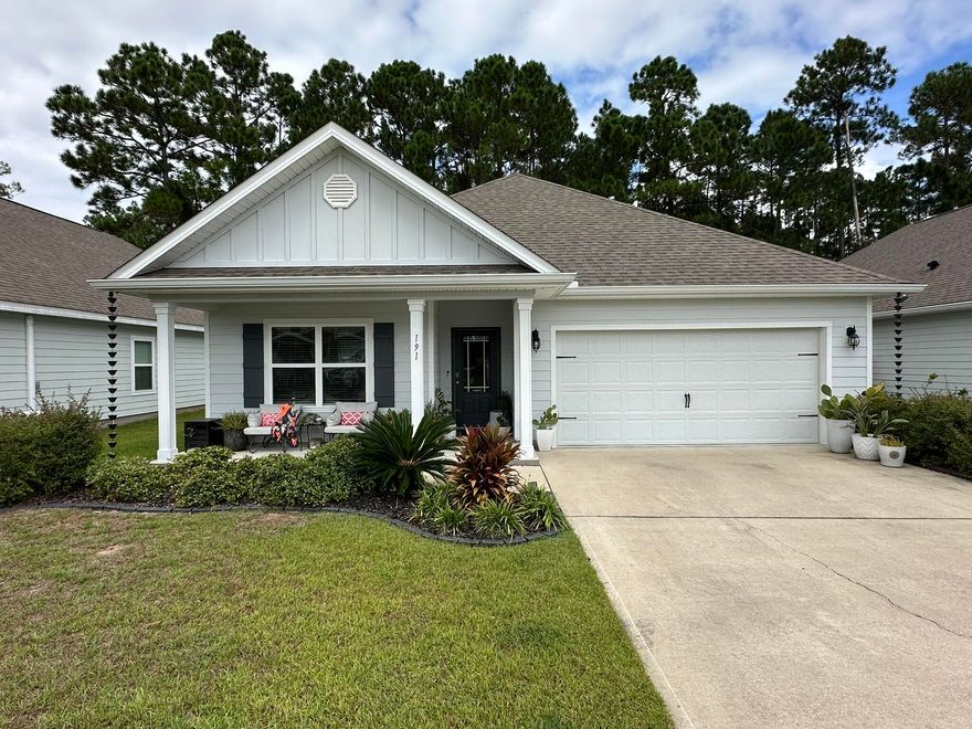 191 Southern Pines Rd -- Beautiful Rhett floor plan in the intimate Southern Pines community: a single-level, open-concept residence offering 4 beds, 2 baths and approximately 1,774 sq. ft., a 2-car garage and thoughtful builder finishes. The Rhett features a spacious island kitchen flowing to the living area, split-bedroom layout and modern appointments; this home includes granite countertops, engineered vinyl-plank flooring, Frigidaire appliances and Custom finishes. Built in 2020, the property sits in a peaceful, wooded setting yet is only minutes from South Walton's famed 30A beaches, restaurants and parks. Ideal for those wanting to live near Seaside, Grayton and other South Walton 30-A destinations.  Call today, as this one won't last long! Credit / Background Check required.