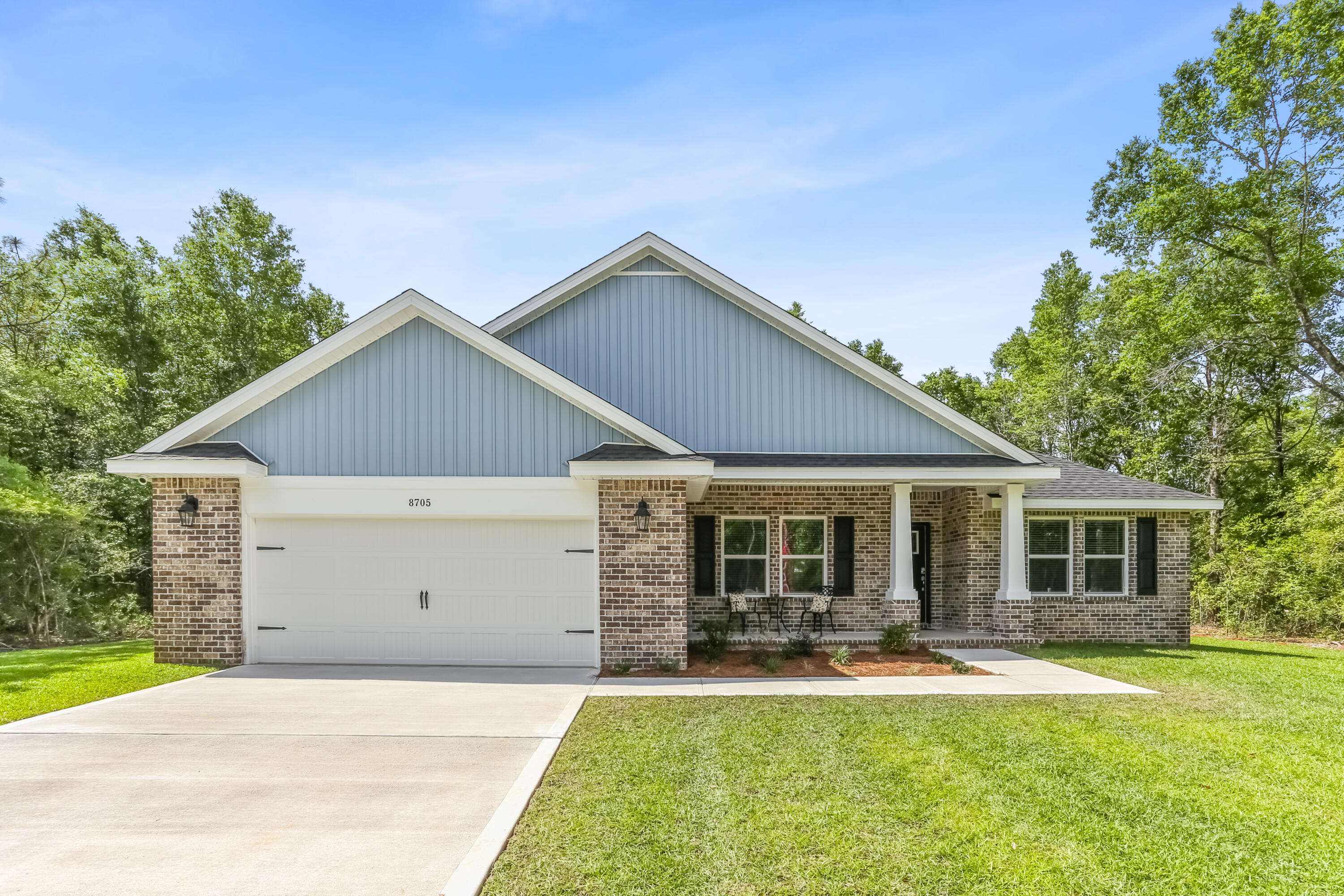 Welcome to Doyle Hawkins Landing, Your dream home is here! The Sapphire Floor Plan is a stunning 4-bedroom, 2-bath home designed for both comfort and sophistication. Featuring an open layout with high ceilings, this home offers a bright and airy living space perfect for entertaining and everyday life. At the heart of the home is a beautifully designed kitchen, complete with sleek stainless steel appliances, granite or quartz countertops, slow-close cabinets and drawers, ample cabinetry, and a convenient separate pantry. The open-concept design flows effortlessly into the living area, while a separate dining room provides flexibility as a formal space or a home office.The split floor plan ensures privacy, with the master suite tucked away for a serene retreat. The spacious master bedroom showcases elegant trey ceilings and abundant natural light. The luxurious en-suite bathroom includes a double vanity, a private water closet, a stand-up tiled shower with dual shower heads, a garden tub, and two large walk-in closets.
Doyle Hawkins Landing is a quiet, tree-lined enclave featuring just 8 new-construction homes located at the corner of Doyle Hawkins Road and Bob Tolbert Road in Navarre, Florida. Conveniently located minutes from Navarre Beach, local schools, dining, and military bases, Doyle Hawkins Landing offers the perfect balance of privacy and accessibility.
Pictures are of a similar home, colors may vary.
Home will be completed in February of 2026.