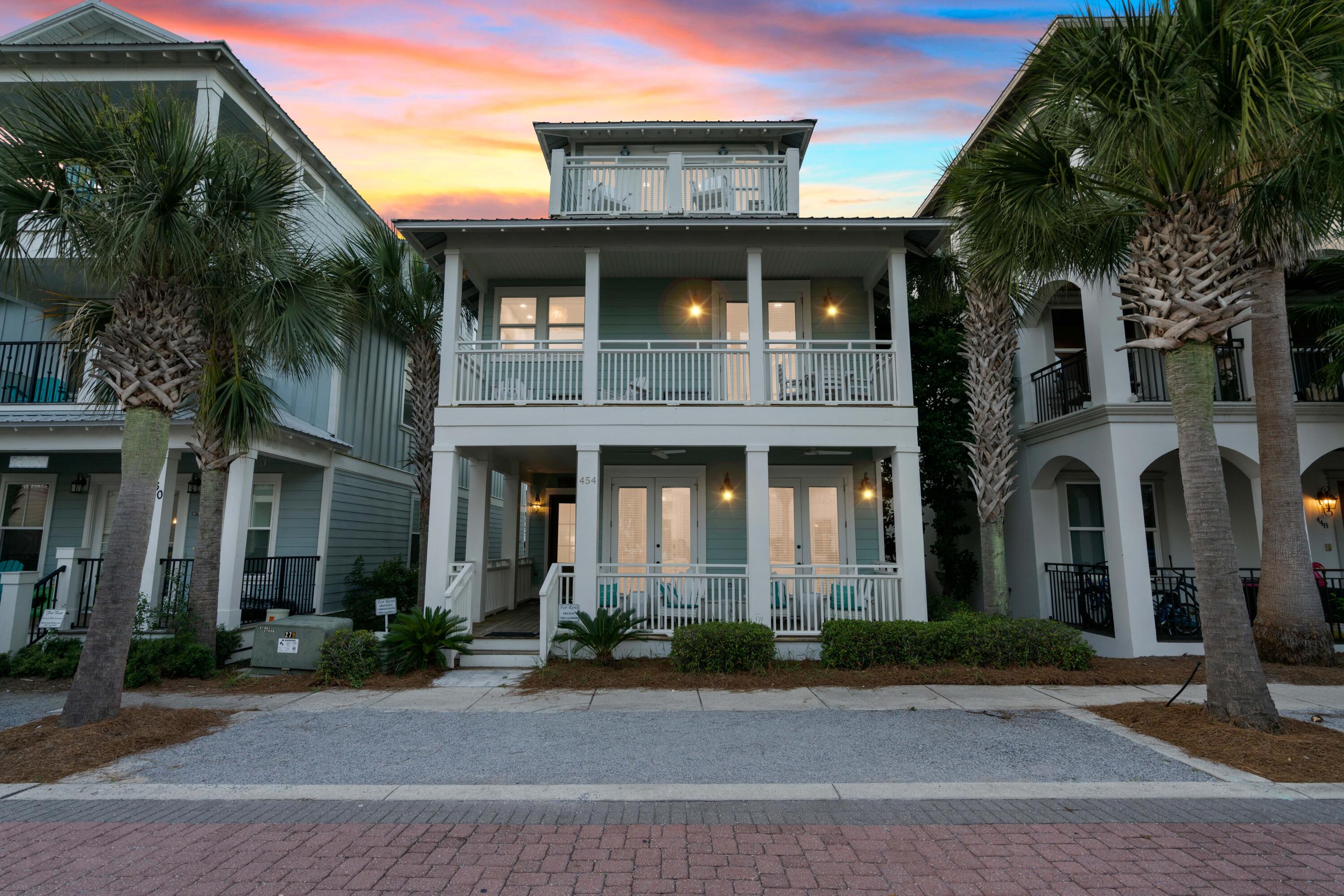 MAKE AN OFFER !! A Carriage House for the utmost comfort for family and friends makes this property most desirable. Located on Scenic Highway's 30A's east end between Alys Beach and Rosemary Beach is 'Emoceans'. This getaway retreat is the perfect beach house for you and your family or a great investment property already bringing in cash flow. Custom-built and designed with a carriage house and two car garage you will see it has been meticulously maintained and loved. The main house sleeps 14-16 and the carriage house sleeps 4. A spacious 5 bed 4.5 bath home boasting a splash of coastal yet modern design was fully renovated in 2021 and is TURN KEY. Beautiful hard wood floors welcome you as you enter in to a spacious open great room that flows nicely in to the dining room and kitchen.