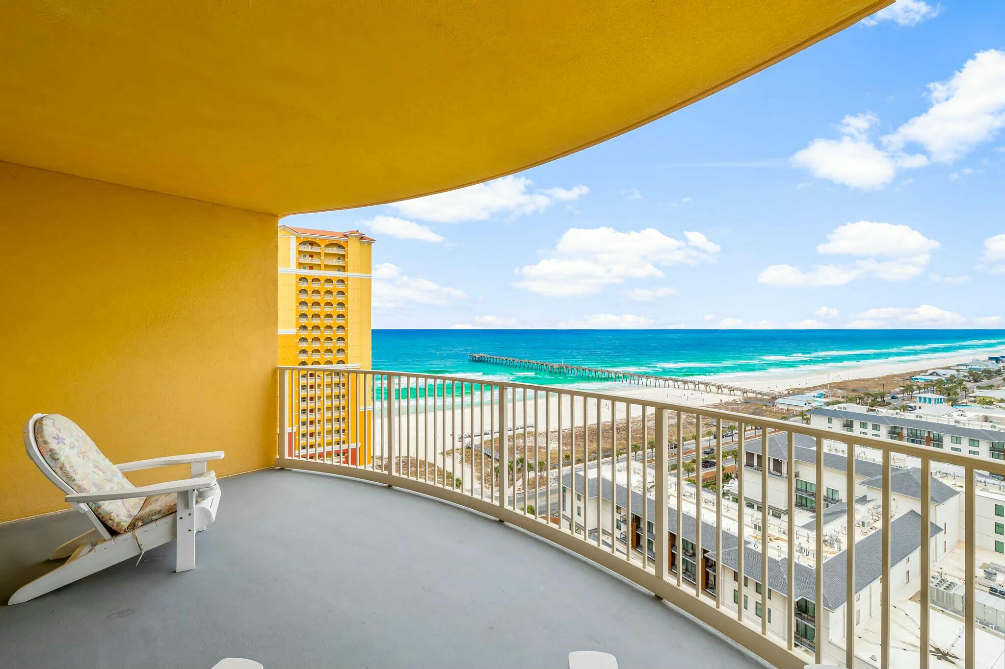 Welcome to Calypso Tower 3! This condo built in 2020 has everything you need to make your beach dreams come true. With a picturesque Gulf view and spacious balcony you will not want to leave! The kitchen includes stainless steel appliances. In addition to the bedroom suite, there is an additional bathroom and two bunkbeds in the hall. Can sleep 6 if a pull out sofa is utilized. Building amenities include an onsite zero entry pool, hot tub, cabana area, fitness room, and covered parking deck.