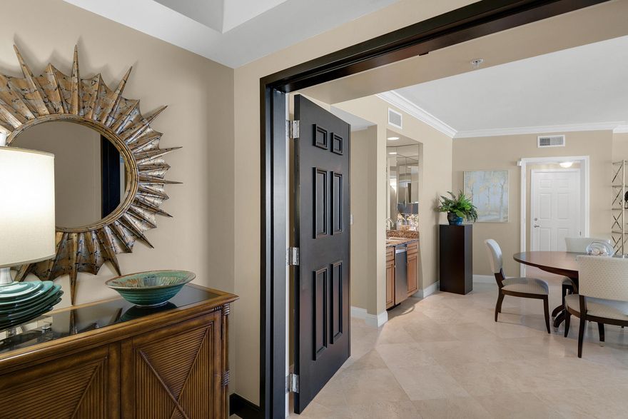 Do not miss this fabulous, fully furnished and move-in ready gulf front condo, in Destin's premier rental restricted building.  This is a highly sought-after floor plan that rarely comes on the market.  The semi-private elevator opens directly into the condo foyer.  Step into the spacious living/dining area with views that will take your breath away. The kitchen boasts granite countertops, stainless steel appliances and a breakfast room overlooking the sugar white sand beach and the emerald green waters of the Gulf of Mexico.  The foyer, living, dining, kitchen, hallway and master bath have travertine flooring.  The master bedroom, also with incredible gulf views, is spacious with terrace access and a large walk-in closet.  In the master bath there are new cabinets, granite countertops, double vanities, Jacuzzi tub, walk-in shower and water closet.  The two guest bedrooms share a second terrace providing beautiful resort views.  There is also a large laundry room with sink and more cabinet and counter space.  This unit is perfect as a full-time residence or second home.  St. Thomas has a private pool, hot tub and grill area just steps away from the beach.  An elegant and beautifully remodeled lobby makes a "WOW" first impression.  An assigned garage parking space and a climate-controlled storage unit is included.  St. Thomas does not allow short term rentals.  The Silver Shells Resort, sitting on 27+ beautifully landscaped acres, is gated and guarded 24/7.  There is a second lagoon pool, hot tub and kiddie pool on the resort.  With loads of green space and 1000 ft. of beach, no other resort compares.  Other amenities include the Sand Bar on the Beach serving food and drink in season, a Day Spa open year-round and the fabulous Ruth's Chris Steakhouse.