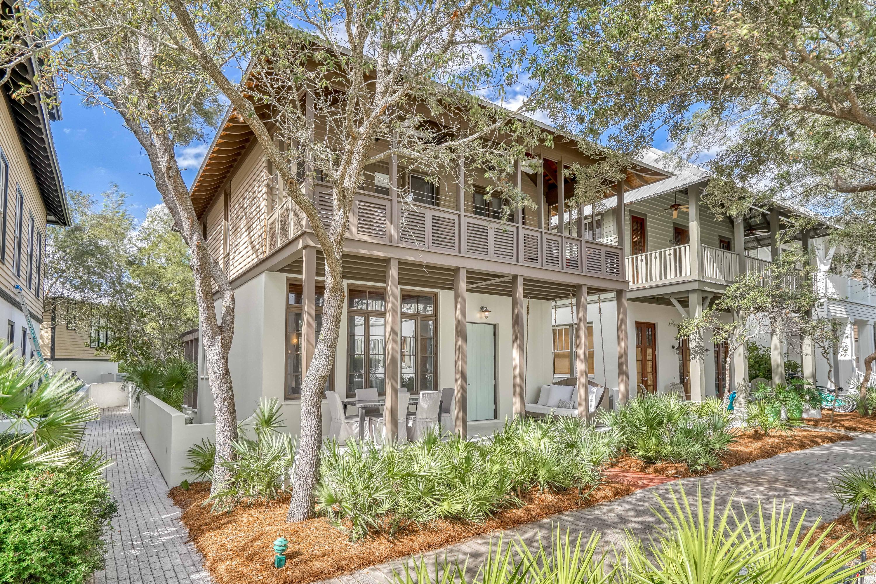 This quintessential Rosemary Beach home is sold furnished & positioned on the southside of 30A. Located just steps from the Gulf of Mexico & Coquina Pool. The dining & living rooms have an abundance of natural light streaming through the plethora of windows which accent the reclaimed pine floors & ceiling beams. A covered porch off the front of the house is the perfect spot to relax in the bed swing or enjoy dinner. The back of the house includes another private porch & outdoor shower. The kitchen, laundry & powder bath complete the first level. Head upstairs to find the bunk area & guest bedroom which share a recently updated full bathroom. The master bedroom with ensuite bath includes a spacious private porch. This residence is turnkey or allows for endless possibilities with the potential of renovating or adding a garage & carriage home. The community amenities are ample with multiple pools including an owners pool, parks, playground, tennis center & deeded gulf front. Rosemary Beach is a unique experience filled with stone streets, unique boutiques, restaurants & charming town center which all make this a special neighborhood.