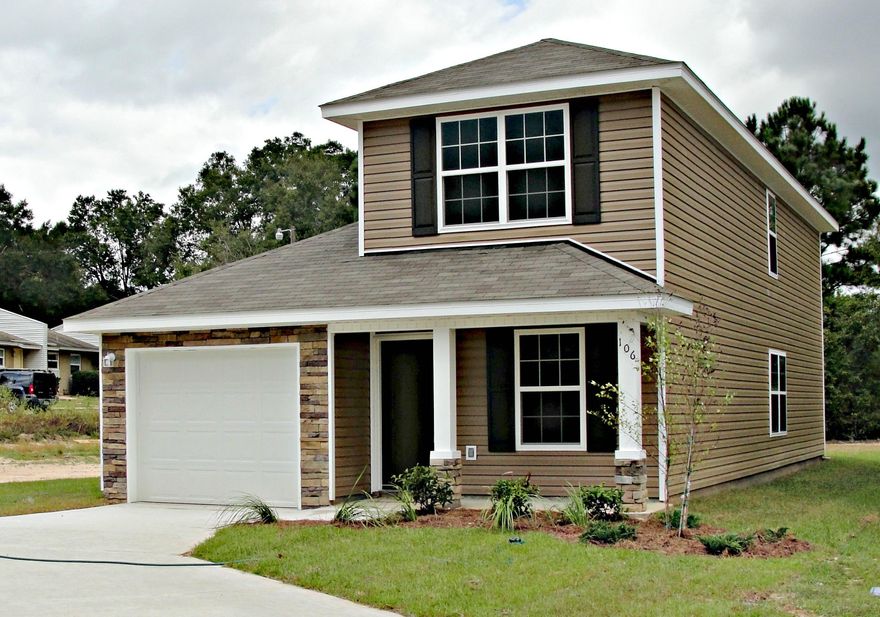 New Construction in Crestview with a great floor plan. This new four bedroom home offers Downstairs Master suite with double vanities and walk in closet. Kitchen with breakfast bar, opens up to the living and dining area. Upstairs are three bedrooms, full bath and a den/tv area. The Living room, kitchen, baths and laundry room all have tile flooring. Why rent when you can own this brand new home. The closing costs paid by the seller does not include the following: credit report, home/septic inspections, 1st year of prepaid insurance, escrow set up, and optional points/origination fee. Get into this home with very little money down.