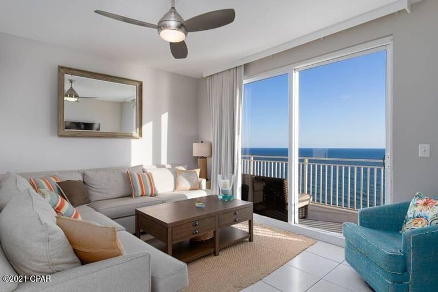 THE BEST OF THE BEACH IN PANAMA CITY BEACH! This premier, updated, and & upgraded condo is absolutely turnkey. This massive Paradise
penthouse floor-plan is one of the largest, most unique floorplans in one of the most desired developments on the beach. Tremendous views from the western
corner location to be had from inside an outside of this terrific condo. Open and very efficient floorplan lives and rents like a beach house in the sky. This one of a
kind unit features dual gulf-front master suites, and an extra large bunkroom + sitting area. Each master suite and the bunkroom has it's own private balcony.
Sliding glass doors and large, floor-to-ceiling gulf-front windows provide tons of light and allows for fabulous Gulf and sunset views from the living room, each of
the bedrooms,