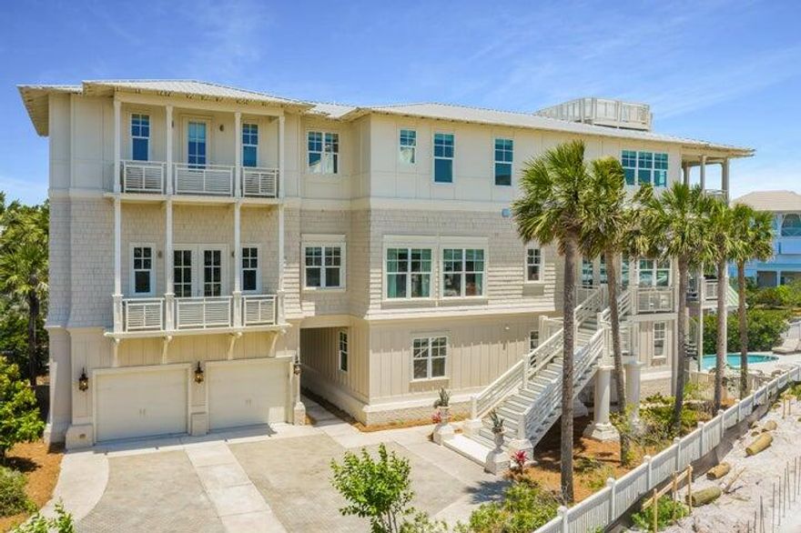 Located behind the private gates of Seclusion Dunes, this 6,000+ sq ft beachfront home offers sweeping views of the Gulf of Mexico and Deer Lake State Park. Designed for large groups, the home features multiple living areas, a rooftop viewing deck, bunk rooms, and an oversized balcony with unobstructed coastline views. A private boardwalk leads directly to the beach, and the backyard includes a lagoon-style pool with room for future enhancements--making this an ideal second home or high-performing rental opportunity.