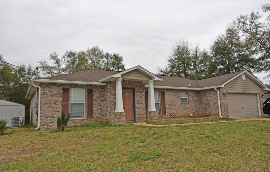 Easy to Buy and Maintain! Seller is offering to pay most closing costs on this ALL Brick 3 bedroom 2 bath home located near the NEW Publix shopping center. Almost 1 full acre lot provides plenty of room to roam, and TWO yard buildings for all your storage needs. New Laminate wood flooring in the living and dining area, plus granite kitchen counters and pantry. Split bedroom design with an Eat-in-kitchen and Separate Dining area. Private Master Suite is located on the back side of the kitchen. Master bath is equipped with dual vanity and dual walk-in-closets. Greenbelt view with lots of privacy as this lot adjoins county owned land. SCHEDULE YOUR VIEWING TODAY! Closing costs paid by seller does not include: prepaids, inspections, escrow set up, 1st yr. insurance, or credit report fees.