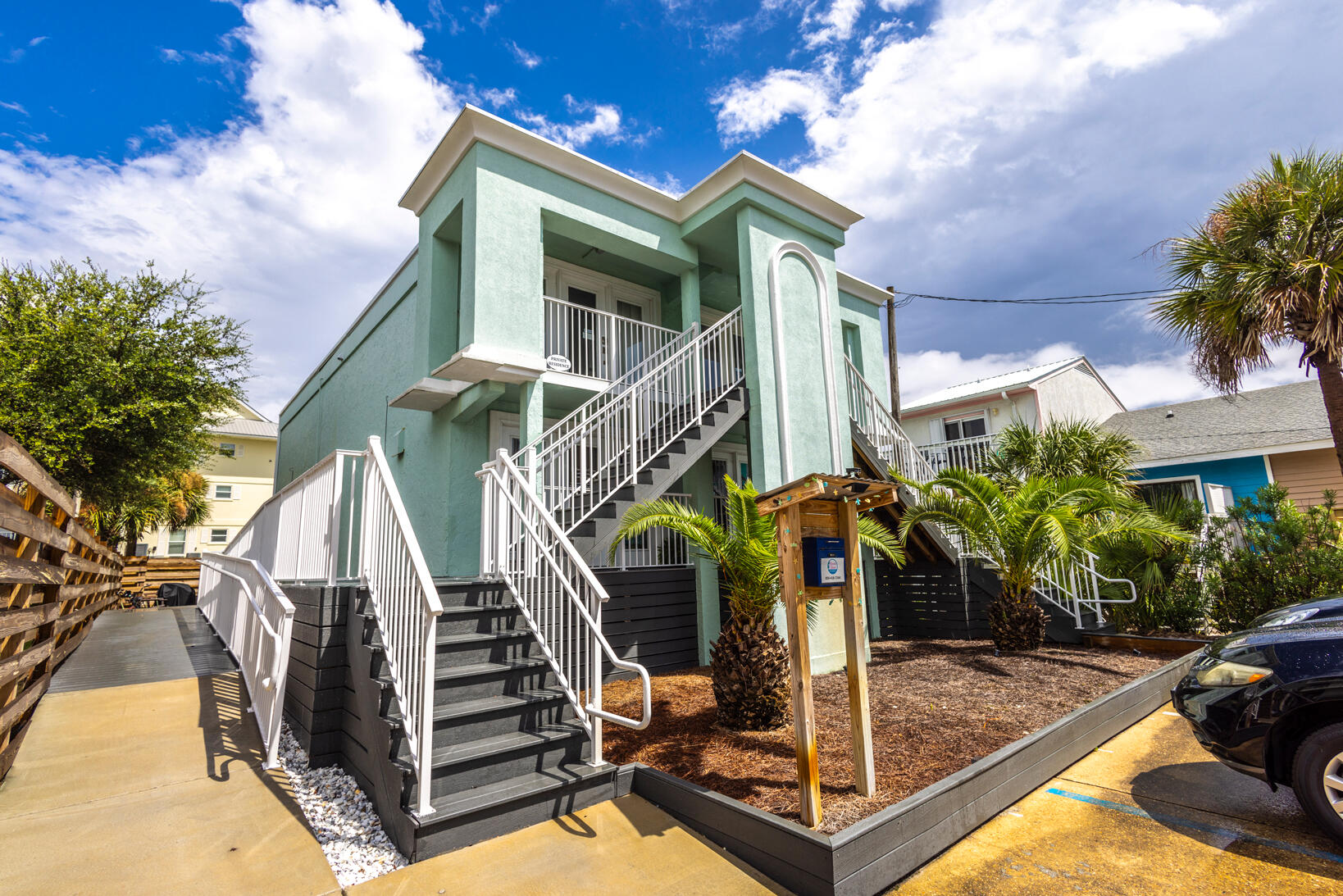 Well maintained commercial building on Navarre Beach currently holding 3 separate rental options.  The first floor is occupied by a property management company with a consistent, long-term record of income and a lease up for renewal in November.  The second floor currently comprised of two short or long term rental units, nicely updated and furnished with a record of consistent rental income.  The building itself is the only commercial building currently available on Navarre Beach and has been updated with a significant investment in decking, stucco repair, roof rerolled within past 5 years and updates to accommodate property management company.  The three separate units provide over $100,000 in gross rental income annually.