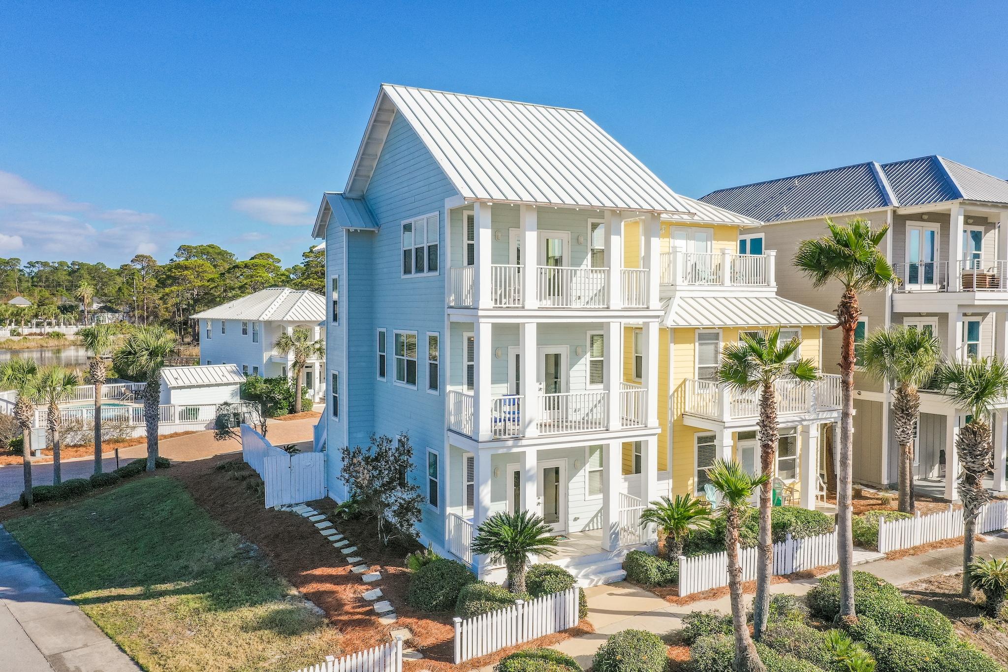 Fantastic 4-bedroom, 4-bath home on a corner lot in the charming Dune Allen community of Beach Haven Cottages located directly off Scenic Hwy 30A. This is a prime location with Oyster Lake directly to the west and the beautiful Gulf of Mexico & a beach access right across the street. With an abundance of windows, this home offers stunning panoramic views of the Gulf of Mexico & Oyster Lake from just about every room and beautiful natural light throughout. The unique floor plan has a separate entrance for the first level which features its own private living quarters, perfect for family & friends or rental guests. There is a balcony or porch off of every room which is a rare feature and a one car garage to store all of your beach gear. This location truly offers a great lifestyle along 30A!