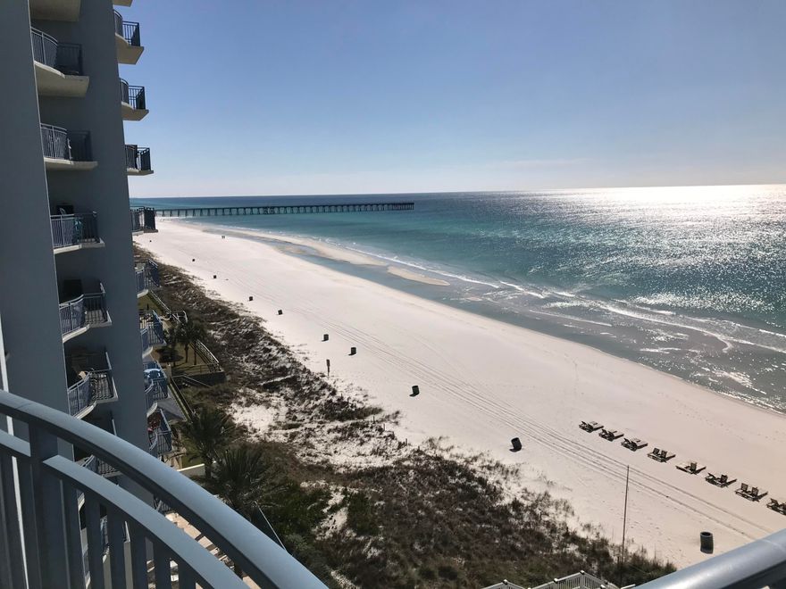 This beautiful gulf front condo is ready for move in. It has been freshly updated with new living room furniture . The A/C and washer/dryer are both new in 2020. All of the walls and trim have been repainted this year. Sterling Breeze is a boutique sized complex with excellent amenities and located within a short walk to the attractions of Pier park. The condo has a strong rental record. There are gulf views from all of the living areas and the master bedroom. Enjoy the evening sunsets on the balcony while cooking on the gulf front grill .
