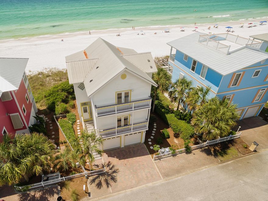 Gulf-front along Scenic Highway 30A in the gated community of Sunrise Beach, this charming beach house is the perfect get away or rental investment property. The three level, three bedroom home enjoys endless gulf views and breathtaking sunsets with private balconies, large deck and a private beach walkover, allowing you to step directly from your deck onto the sand. The two-car garage lends room for plenty of storage for bikes and beach accessories. French doors from the living area and master open onto spacious decks where you can enjoy the gulf breezes and views. The perfect location with wide protected views located along a quiet area of 30A's beaches. Call Today for your private showing.