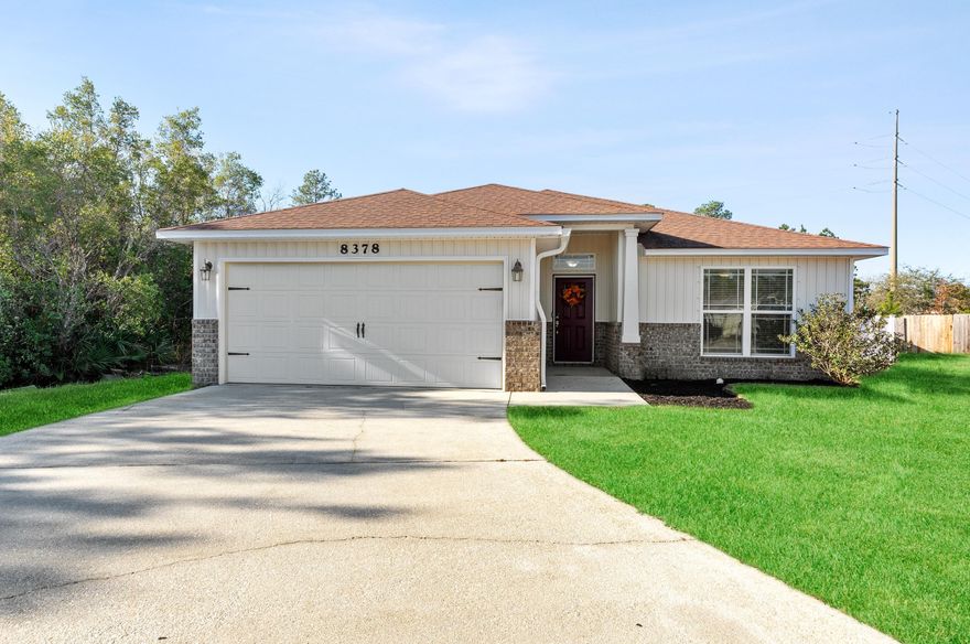 Come see this beautiful Home tucked away at the end of a cul-de-sac before its gone! Close proximity to Navarre Beach and Hurlburt Field. The master bath features a walk in shower, a separate bathtub, and a walk in closet. The washer and dryer are only a few years old and will convey with the property. This property has a very large backyard featuring a white vinyl fence that's easy to clean and will last longer than your standard wooden fence!