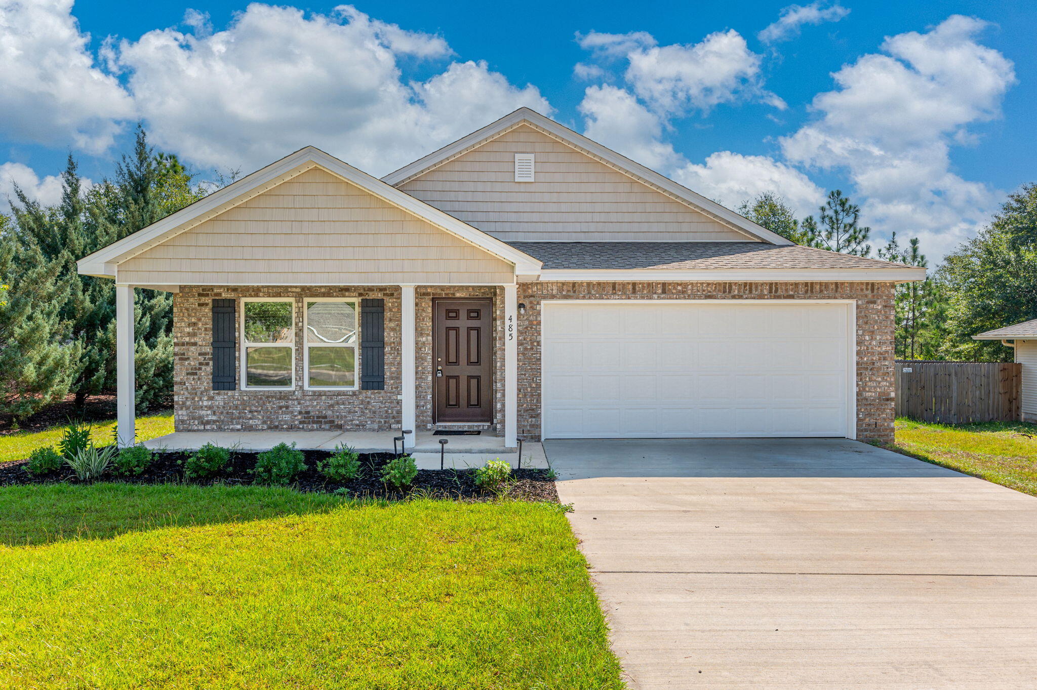 BRAND SPANKING NEW in Hunters Ridge! Four bedrooms and two bathrooms in a one story home with a two car garage! Open floor plan and split bedrooms. The kitchen has ample cabinets, granite countertops, and Stainless-Steel Appliances. The master bedroom features an en-suite bathroom and walk-in closets. Requirements includes a minimum credit score of 600, one year on the job (unless moving for employment & can provide an employment offer letter), and a household income of $4625. No pets allowed.