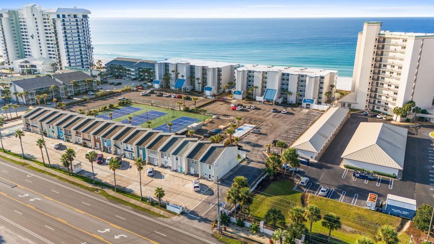 End-Unit Coastal Retreat Just Steps from the Gulf! Welcome to Unit 101 at Summerplace Townhomes--a fully furnished, beautifully updated end-unit perfectly positioned on the south side of Thomas Drive and just a short walk to the sugar-white sands of the Gulf. Whether you're seeking a primary residence, vacation getaway, or strong short-term rental, this townhome offers the ideal blend of comfort, convenience, and coastal charm. Recent Upgrades (2025):  New roof  New upstairs flooring  New range  New washer & dryer  Full interior repaint  Rebuilt exterior balcony with new Trex decking The first floor features a bright, open living area with fresh interior paint, a functional galley-style kitchen, full bath, laundry closet, and generous storage. Step outside to a private patio overlooking a lush, HOA-maintained lawnperfect for relaxing after a day at the beach. Upstairs, both bedrooms are spacious and connected by a Jack-and-Jill bathroom. The primary suite offers a private balcony with peaceful Gulf views and overlooks the community pickleball and tennis courts, creating an ideal spot to enjoy your morning coffee or evening breeze. Additional highlights include Gulf views from the primary bedroom, turnkey furnishings, an outdoor storage closet for beach gear, and private parking. The community pool is just steps away, and the low quarterly HOA fee of $800 covers lawn care, pool maintenance, trash, and cable. Short-term rentals are permitted, providing excellent income potential. Located in one of Panama City Beach's most quiet and desirable Gulf-side communities, Summerplace offers easy beach access and close proximity to popular dining, shopping, golf, and St. Andrews State Park. Don't miss this rare opportunity to own a beautifully updated, move-in-ready beach townhome in a prime location!