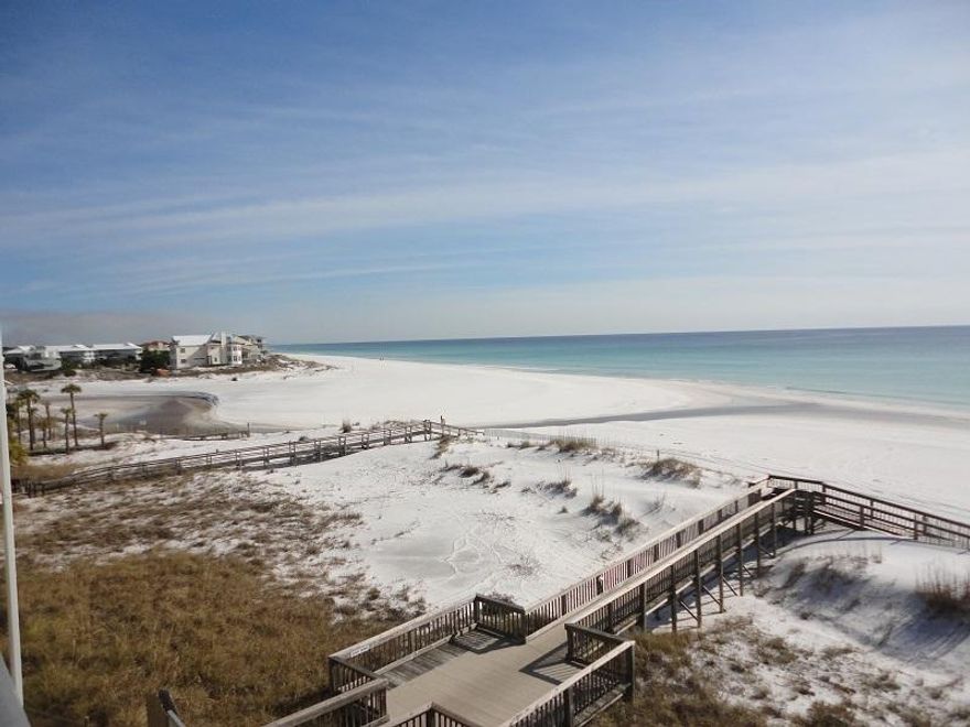 This Gulf front condo offers a ''one of a kind'' location with incredible views of the Gulf and the vast expanse of sugar white dunes surrounding Eastern Lake. This 3rd floor West end condo is located in Commodore's Retreat, a small development consisting of just 24 condos on the ''quiet side'' of Seagrove Beach off Eastern Lake Rd. Commodore's Retreat has been recently renovated with new hurricane impact glass windows and doors, AC compressors , updated wiring, new exterior and more! The interior of this tastefully furnished condo with bunks has also been updated with new tile plank flooring in all areas except the kitchen and bath, granite kitchen counters, tile shower, and new bath vanity. This one will make your short list!