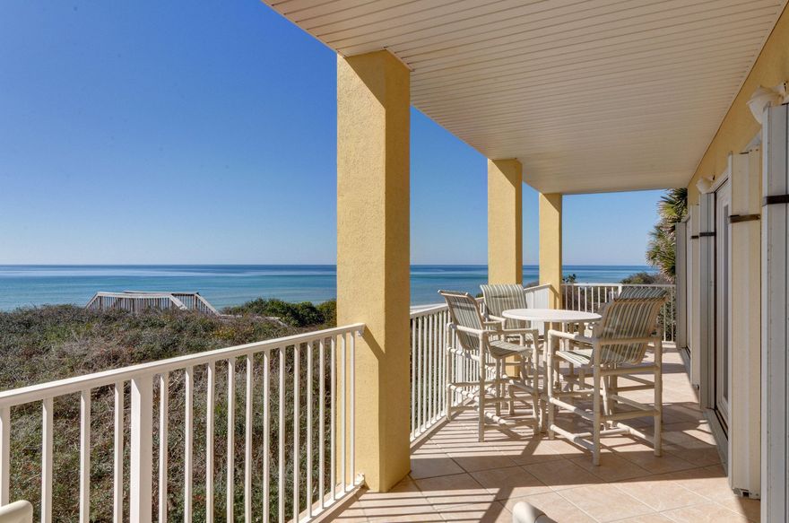 Unit 1B is elevated above the dunes encompassing the entire first floor of the GULF FRONT building, providing unobstructed Gulf views from your expansive 35' private balcony. Luxury living at its finest, this premier property at Emerald Surf Villas will surely reflect your uncompromising taste. This private, two-building, five unit development is located in the heart of Seagrove Beach, minutes from Seaside and The HUB, one of the most popular stretches of 30A. This spacious condo will easily accommodate your family and guests with four well-proportioned bedrooms. The master, living, and dining rooms face the Gulf with exquisite views. Lively coastal decor adds a touch of fun to each room. Ideal family retreat, second home, or investment property.