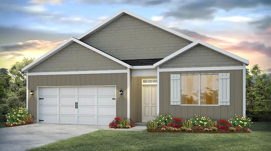 This is the Cali floor plan, 4 bedroom 2 Bath with 2 car garage. This is a split bedroom design with the additional rooms located just off the foyer and Bedroom 1 located off the large living room. The standard features include; stainless appliance -stove, microwave and dishwasher, shaker style cabinetry, Vinyl flooring throughout common areas and plush carpet with pad in bedrooms, Maxim lightingpackage, laminate counter tops and Moen plumbing fixtures. Construction is 4 sides Hardi vinyl with dimensional shingles, sodded yard with some landscaping atfront entrance. This home is being constructed with the Zip Sheathing system, providing greater protection than a traditional housewrap from damages due to wind, rain, and extreme weather. A standard Smart Home package includes a KwikSet keyless entry, Skybell doorbell, automated front porch lighting, an Echo
Dot device, and Quolsys touch panel which can be integrated to control your lighting, thermostat, front door and so much more.
A builder 10 year structural warranty is also included.

Pictures, photographs, floor plans, elevations, features, colors and sizes are approximate for illustration purposes only and will vary from the homes as built. Home and community information including pricing, included features, terms, availability and amenities are subject to change and prior sale at any time without notice or obligation. For Move-In/Completion Estimates: Ready dates are estimates only. Timing of completion of construction and buyer move-in are subject to contingencies contained in home purchase agreement and governing jurisdictions issuance of a certificate of occupancy, and may change due to forces majeures and other delays or disruptions outside the reasonable control of the Builder.
