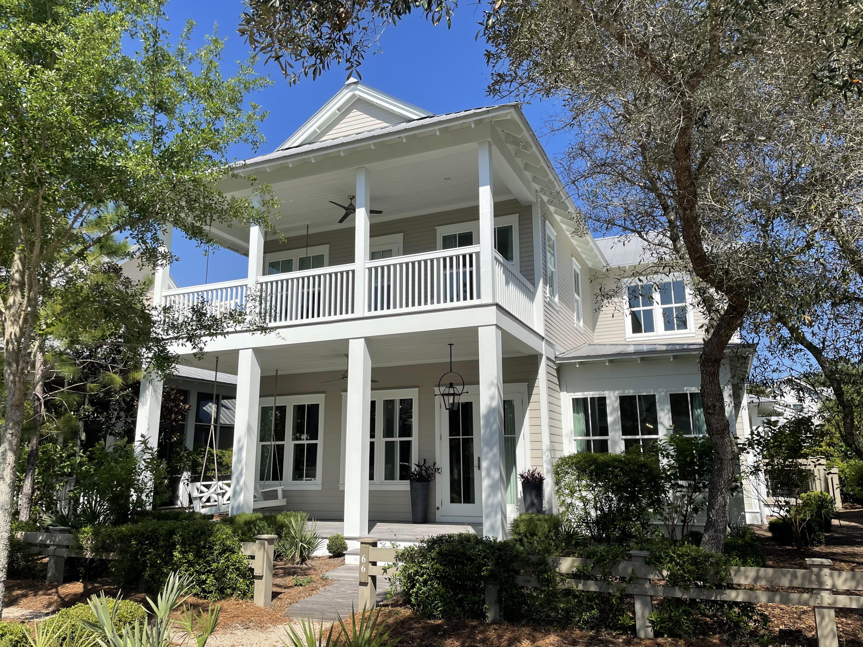 The most desirable product in the most desirable community along 30A. This Romair built two story home with a pool has 4 bedrooms and a bunk space, across 3,150 square feet. Meticulously maintained and never rented, the property features custom cabinetry, Carrara marble countertops, Wolf/Subzero appliances, Grohe plumbing fixtures, oak hardwood floors, v-groove wooden wall paneling, and designer lighting. Four porches and a Brazilian hardwood pool deck extended living space outdoors and overlook a very beautiful area of the community. Interiors designed and decorated by Bella Beach, the home is stunningly decorated.