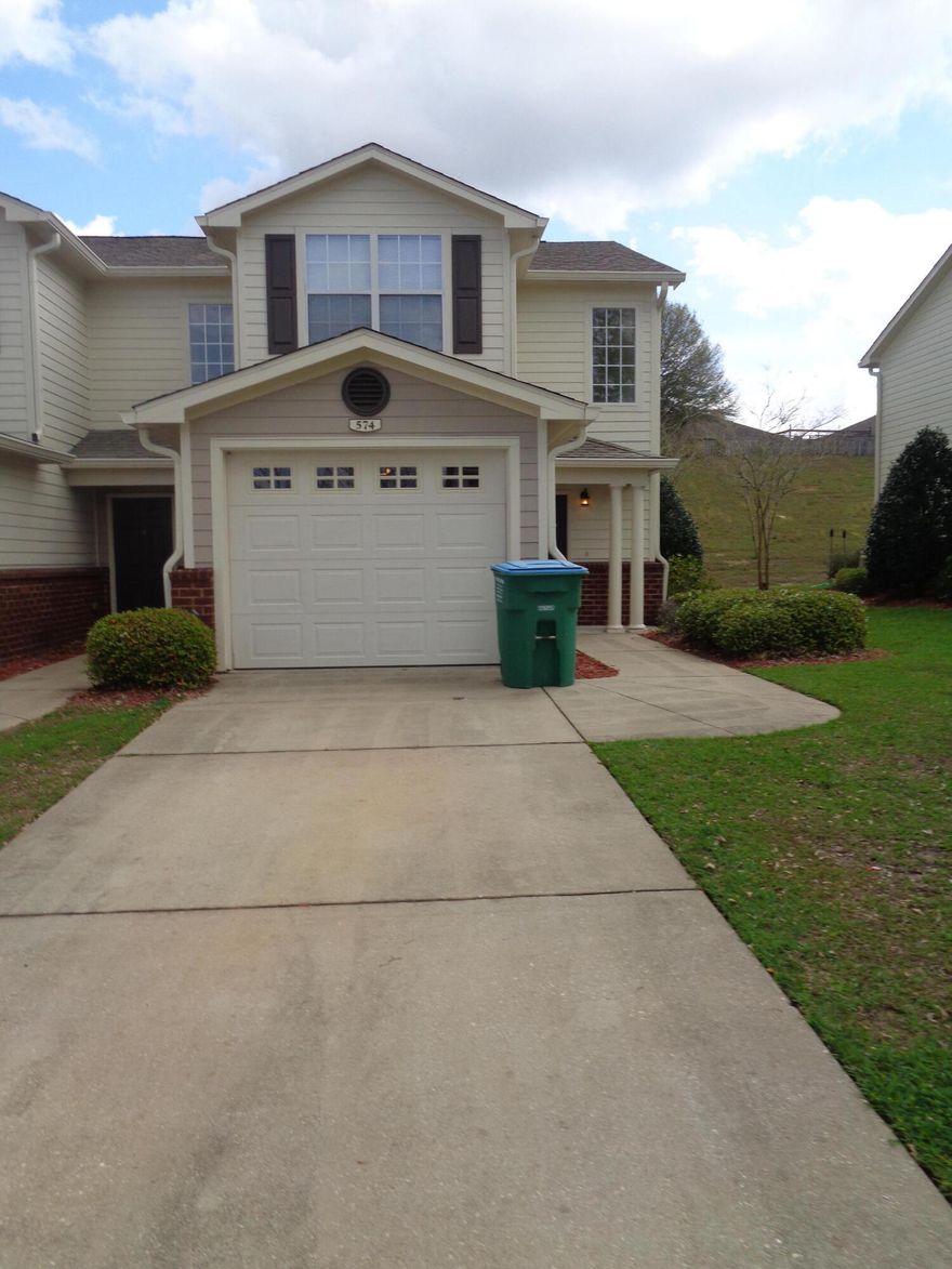 VACANT & MOVE IN READY!  This end unit townhome boasts two master suites, and the community has a pool!  Located South of I-10, within minutes of Duke, 7th Special Forces & Eglin. 2 bedroom, 2.5 bathroom with a single car garage, under stairs storage. Lots of crown molding, ceiling fans in living and bedrooms.  Both bedrooms have a walk in closet, back master has an additional smaller closet. Kitchen has flat top stove with microwave, refrigerator with ice maker, dishwasher & disposal. There is a community pool with a cabana and a community playground. Please verify measurements and all information, as deeded important. Selling Brokerage & Eagles Landing Townhomes are owned by the same parent company.