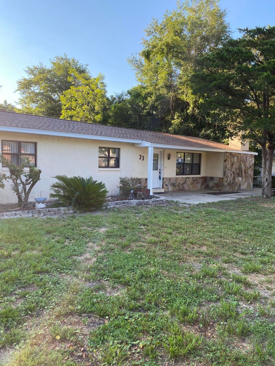 SUMMERS HERE AND YOUR POOL IS READY! Open floor plan. Wiring updated in 1987. All major items have been done, will include $5000 for carpet and kitchen counter top allowance with acceptable offer: New Roof installed; HVAC May 2017; Bathroom marble shower 2017; New Pool liner installed & new pool vacuum; New stainless steal appliances installed; Fresh paint in bedrooms & Florida room; Large laundry room with lots of storage; New door off 1/2 bathroom.
Termite Bond transferable (Bryan Pest); Water line in Florida Room for ice maker/refrigerator; Large Shed has new door, freshly painted new roof, end of shed was used as a green house.
This house is waiting for you to call it home!!
