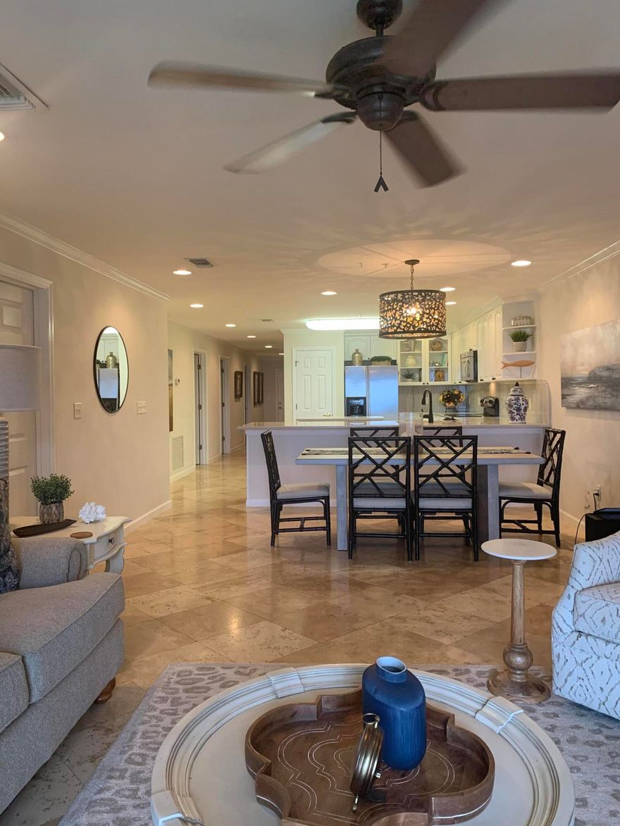 Amazing views of gulf from this spacious 3 BR/3 BA unit.  This unit is very unique with crown molding, travertine floors, tiled bathrooms, quartzite counters, custom window treatments, kitchen island, and large laundry room.  Each bedroom has its own en suite bath for privacy.  This unit boasts ample storage, beautiful decor and many upgrades.  This condo has never been rented and has been well maintained.  
Amalfi offers a variety of amenities, such as a year round heated pool, exercise room, fire pit, owner library, and much more.  A garage parking space is included (25k value) in the sale of this condo, along with a storage cage. This 8.5 acre property is in a great location and sits directly across from the Public beach.
Golf Cart Garage available for lease if spots are available.