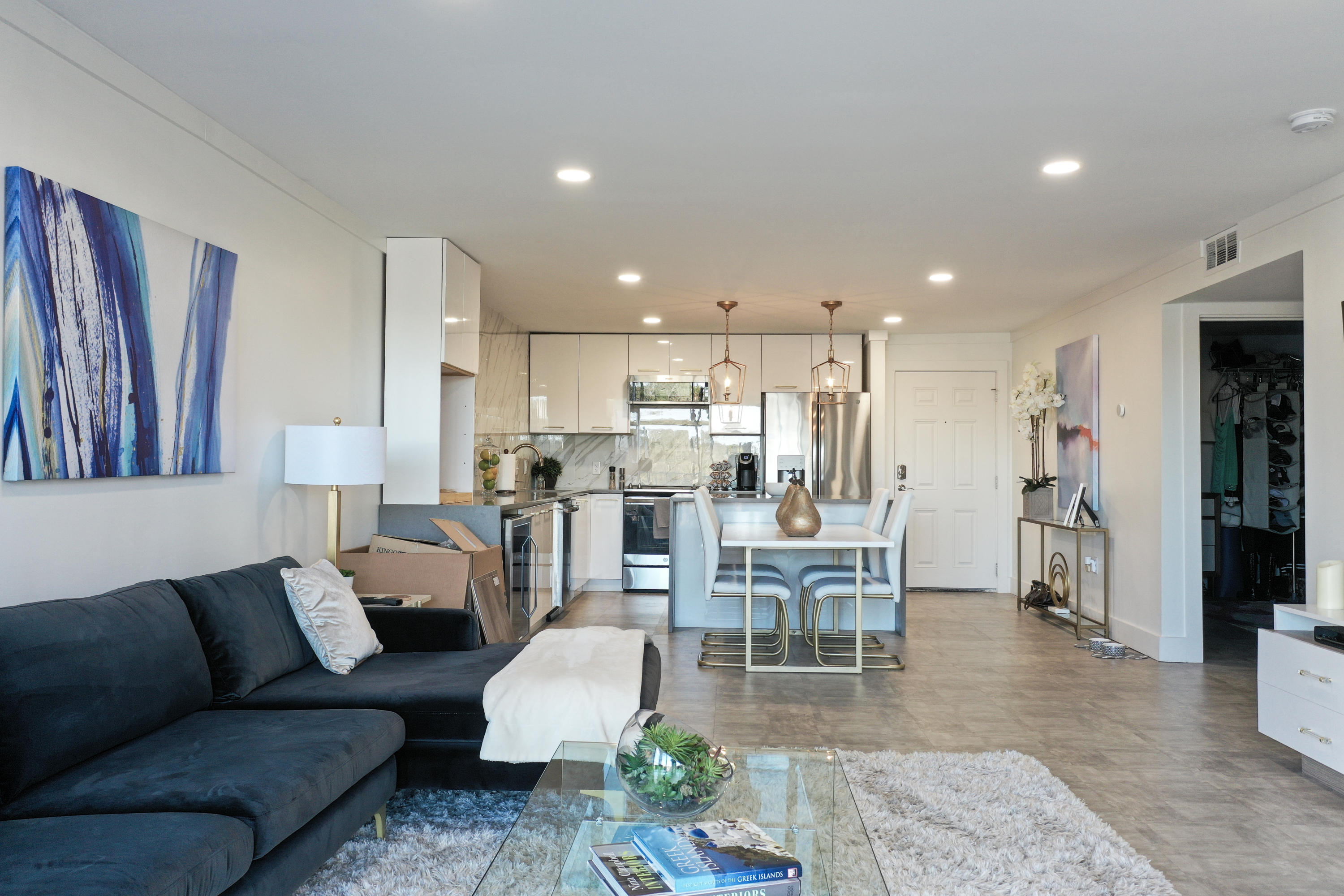 Renovated Ultra ModernWaterfall Countertops, New Floors, Wiring, Kitchen, Both Baths
