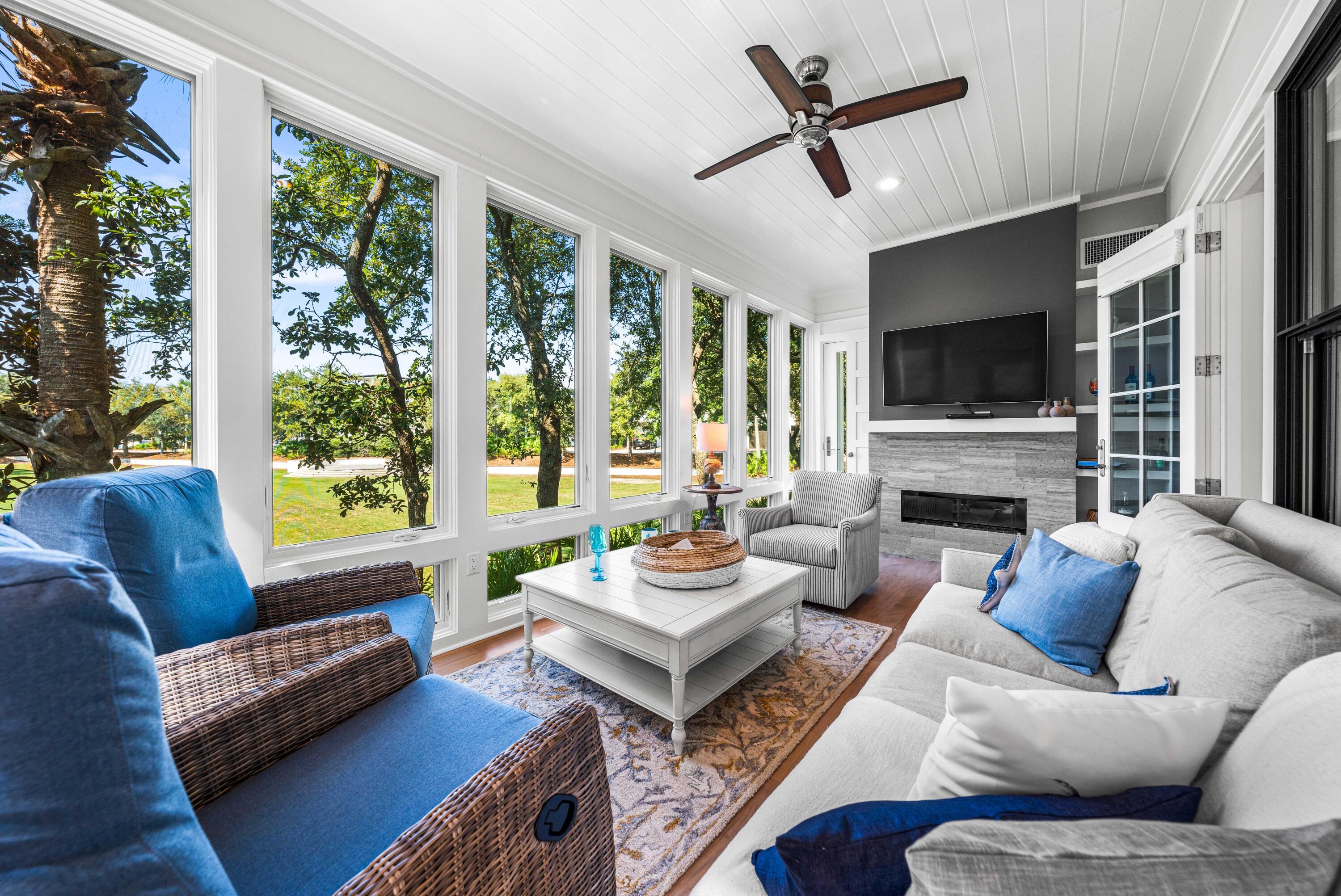LOWEST Price per Sqft in Cypress Dunes! Located on a premium lot with picturesque green space views, this Cypress Dunes home is just one block from the stunning pool and amenity center, making it one of the premier 30A locations. It is ideal for full-time living, part-time retreats, or investors looking for a high-demand rental property in serene and peaceful surroundings. This turn-key, fully furnished property boasts an open-concept first-floor living area featuring walnut hardwood floors, a kitchen, living room, primary bedroom, bath, laundry, and an exceptional heated and cooled sunroom overlooking the green space. The sunroom is versatile for enjoying morning coffee or evening wine and can be used as a sleeping or bonus room. The large pantry offers additional storage behind