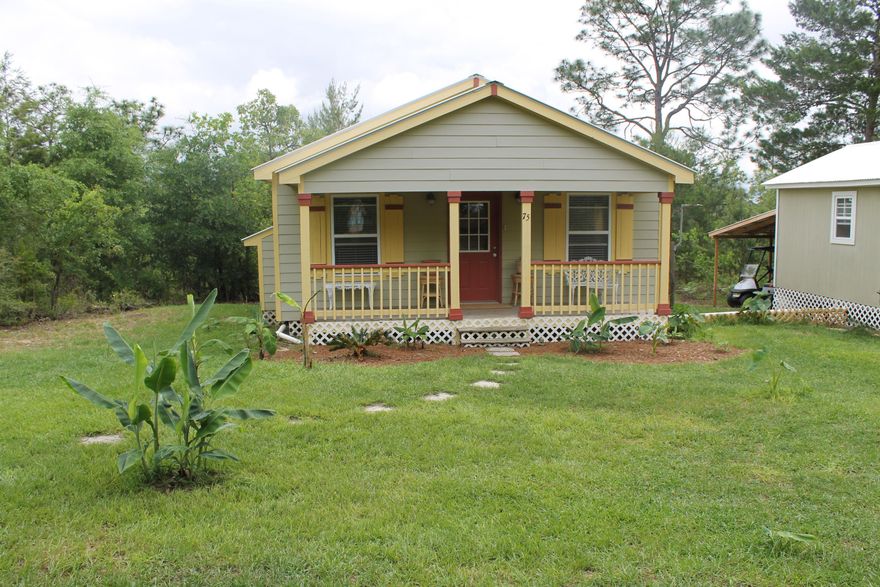 2011 Custom Home and Guest House! The main house is 2 bedroom 1 full bath.(960 sq ft) The guest house is open with an area for the bedroom and 1 full bath.(384 sq ft) There is also an area for a full kitchen. It has been plumbed but no appliances have been added in the guest house. The main house has built-in surround sound with speakers mounted in each room to include the bathroom and outside! Tongue and groove wood ceilings, granite counter tops, porcelain tile, Energy Efficient gas fireplace, hickory cabinets, 10' ceilings, remote ceiling fans, and indirect lighting just to name a few! The house is located on just over 1 acre with a large 12X24 deck on the back of the house. Great for get together's and BBQ's. There is also an RV hook-up.