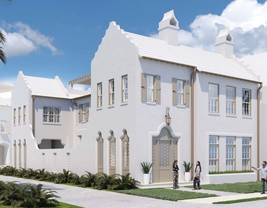 16 Chancery Lane is a south of 30A new construction custom home in Alys Beach designed by Chancey Architecture and built by Arkon. Ideally located, this corner site fronts a park overlooking Sea Garden Street. With 5 bedrooms, a two-car garage, an elevator up to the 3rd floor rooftop terrace, a private courtyard with plunge pool and ample storage throughout this house is well suited for full time living or comfortable getaways to the beach. Venetian plaster and upgraded fixtures, finishes and appliances are found throughout. Buyer may contract with Chancey Interior Design for furnishing and accessories package. House is scheduled to be completed November of 2025.