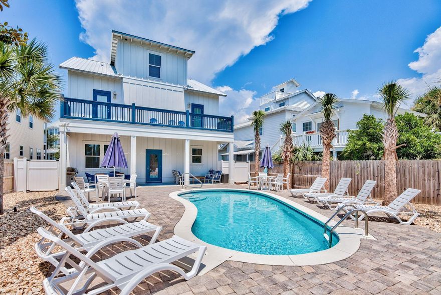 Sleek coastal contemporary design perfectly situated in the heart of Crystal Beach providing exceptional amenities including a private resort style pool area complete with ample seating on the sun deck and an outdoor grilling area. This property is an exceptional income magnet with over $120,000 already on the books for 2019 and $135K+ in gross projected annual rental income. This home was designed to maximize functionality and finely appointed with chic contemporary finishes while affording optimal comfort & living space. Notable features include multiple indoor and outdoor living areas, dual master suites, built-in bunkbeds as well as gulf views from the top floor. The first floor layout boasts a spacious living room, eat-in dining area as well as a gorgeous chef's kitchen located adjacent to the pool area complete with stainless appliances, ample cabinetry for storage and solid surface countertops. The second floor offers four spacious bedrooms suites as well as a large secondary living area for optimal convenience.  The third floor offers two bedrooms as including access to a private viewing deck maximize the gulf and western oriented views that surround this exemplary home. The third floor also features an additional living/game room. Crystal Beach owners enjoy multiple beach access points steps from the home and centrally located near Destin's world class golfing, dining, shopping & entertainment
