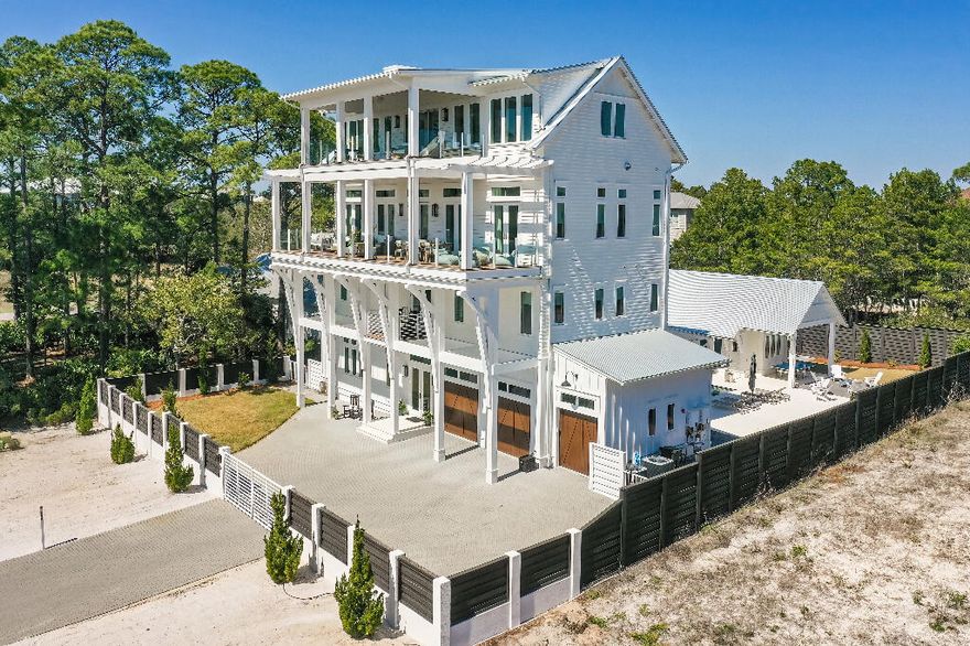 We are looking to downsize and would consider a buyer's property as part of a transaction. If owning truly unobstructed ocean views is on your bucket list, but without the upkeep and exorbitant prices demanded by beach front properties, this Geoff Chick design may be the one. Featuring a self-sufficient guest house, an outdoor sauna, a power generator and ample entertaining space, this four level property offers breathtaking panoramic views of the Gulf, sand dunes, and Stallworth Lake. Be sure to click on the video tour! Nestled in a very quiet, little-known neighborhood on the West side of 30A, this home offers privacy and tranquility afforded by its oversized lot and perimeter fence. Beach access in a 2min golf cart or a 6min bike ride. No HOA.
