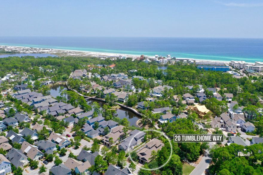 This 4 bedroom, 4.5 bath home with full two car garage is situated on one of the largest lots in Watersound West Beach with wooded greenspace to the west. The interior offers approximately 2,767 square feet and features high end finishes, hardwood flooring, cottage v-groove wood walls, crown molding and granite countertops. This exceptional floorplan provides a master suite as well as a spacious bedroom with private bath, great room, kitchen, dining, half bath and laundry room all on the first floor. The second floor features a loft/media space, an upstairs master suite and an additional bedroom with bath that is shared with the loft space. The exterior space features a first floor screened-in porch, private porch off the master suite and second floor porch all overlooking the lake.