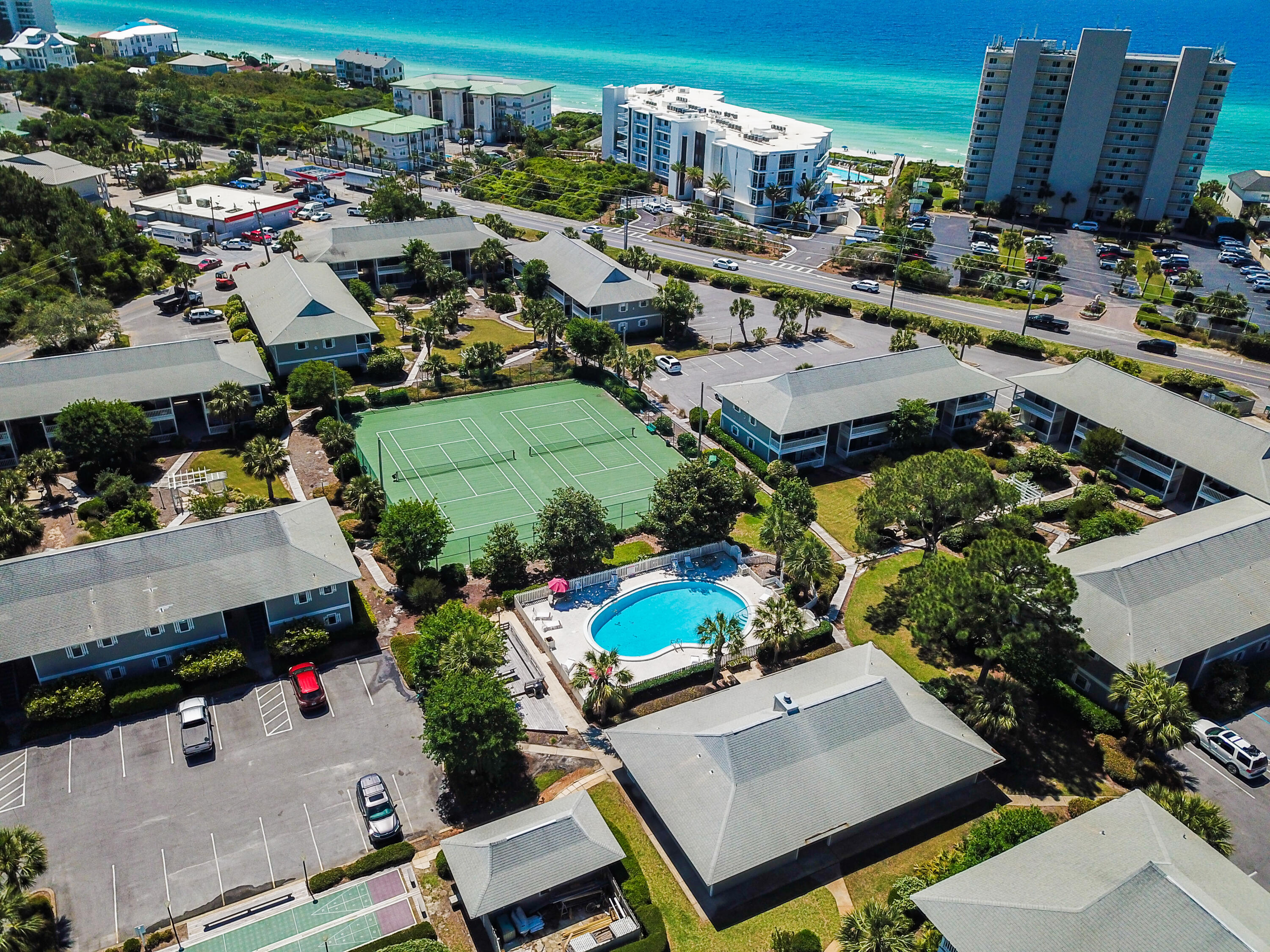 This coastal chic 1 bedroom 1 bath condo sits in Beachwood Villas in the charming beach town of Seagrove.  With a private balcony just off the open living/kitchen and dining area, you can enjoy the Gulf breeze and listen to the waves for sunset and sunrise!  This FULLY FURNISHED  unit has been updated with custom bunk beds and other upscale finishes that make this unit shine! Seagrove Beach is located on Scenic Hwy 30A and is known for quaint shops, delicious restaurants and of course the beach!  This area of Florida is adorned by its rare dune lakes, bright blue Gulf waters and white sandy beaches.  Each small beach town along 30A has its own unique feel.  Here you have Southern charm along with the upscale coastal lifestyle that everyone  loves!