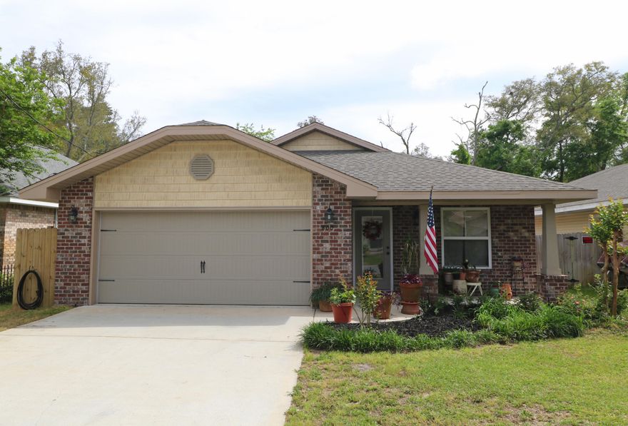 Beautiful newer brick home w/split floor plan that backs up to the FWB golf course. This home will work for any Buyer as it is close to restaurants, shopping, both bases, churches, schools, & hospital. Home features a covered porch & glass front door, tiled: entry, living areas, bathrooms, & laundry room, & carpet in 3 bedrooms. Spacious Master bed & bath w/his & hers closets, lg bedrooms, 4th bedroom can be used as an office, dining room, or play room, & 3 full baths. Kitchen boasts beautiful granite counters, island, tiled back splash, stainless appliances, & soft close cabinets. Home also offers a lg open living/dining area, breakfast bar, lg 12x10 screened rm, indoor laundry rm, 2 car garage w/auto opener, lawn pump w/sprinkler system, & much more. Call today, it won't last long!