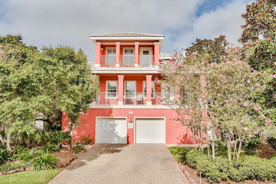 This spectacular home is located in the Heart of Destin in the gated community of Destiny near one of Destin's largest public beach access points. 90 Vista Bluffs is a well cared for three story home that would be perfect as a full time residence, 2nd home or rental home.  This home has a full two car garage with plenty of storage and an apartment or Mother-in-law suite on the lower floor with it's own entrance and lock out feature.  Upstairs the main living area is on the 2nd floor and features wraparound porches to enjoy Florida's beautiful weather. The home has a master size bedroom on each floor, high ceilings, crown molding and updated luxury vinyl flooring throughout. The second floor also has a bonus room/study, currently being used as a 5th bedroom. The third floor the master suite is a sanctuary for relaxing with a covered balcony and gorgeous views of the lake.  This home has two laundry rooms, three AC's and features on demand tankless water heater. The most beautiful beach in the world is just a five minute walk away and has public parking and restrooms, a Waterfront Restaurant, a Kid's Playground, a Boardwalk with Gazebos, and all of the Water Sports you desire.  Destiny Subdivision is a gated community adjacent to the Gulf of Mexico flanked by coastal lakes and features tennis courts, gorgeous community grounds & pool area, fitness facility, entertaining space, lake front gazebo as well as centrally located near all of the world class shopping, dining & entertainment that Destin has to offer.