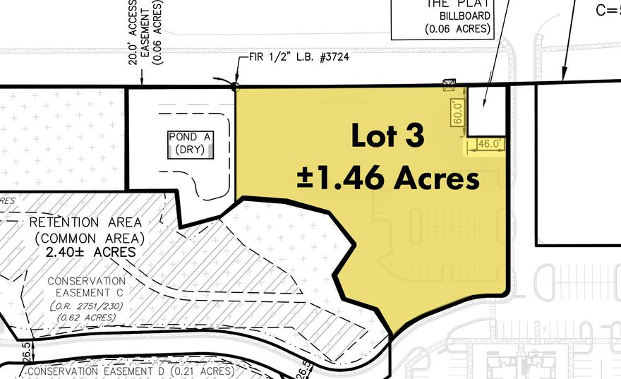 NEW LISTING! Approximately 1.46 prime acres ('Lot 3') fronting Highway 98 in Santa Rosa Beach, Florida; an exceptional corner parcel, adjacent to a future curb cut in addition to its eventual connectivity to secondary points of ingress and egress from Sugar Drive and Thompson Road, thus offering exceptional flow around the parcel. The strategic location will benefit not only from high visibility captured by the approximate 40,000 vehicles passing the site daily along Highway 98, but also the synergy with the mixed-uses surrounding the rare parcel, all economically fueled by the phenomenal growth that is occurring in Santa Rosa Beach and Scenic 30A, Florida. The superb quality of this offering is an extremely rare opportunity in the local real estate market. The pictured... illustration reveals the subject land as "Lot 3", which is entitled for potentially 15,000 square feet, accommodating commercial / retail use.  The development of this parcel should be more cost-effective, as the topographic grade is favorable, and the existing entitlements should allow for a dramatic advancement in terms of timeline to gain the approvals for the development and construction of infrastructure and vertical improvements. "Pond A" indicates the stormwater retention area that will be shared by "Lot 3".  Please inquire for further details.